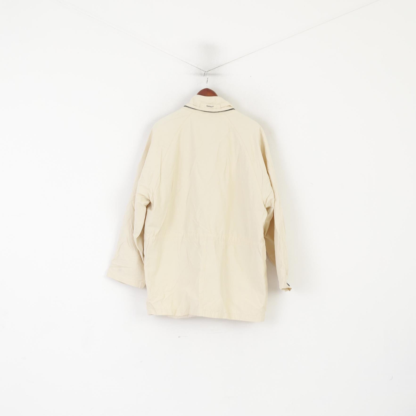 Gant Giacca da uomo L Giacca in cotone beige Navigator Parka Giacca a vento con cerniera intera Top da esterno