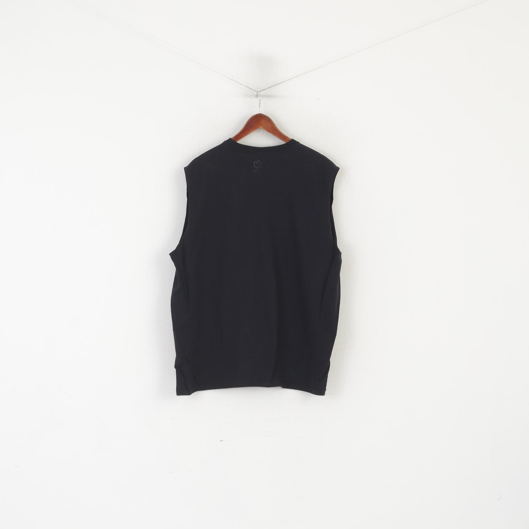 Tropical Relax Men XXL Shirt Black Cotton Cancun Beach Paradise Sleeveless Top