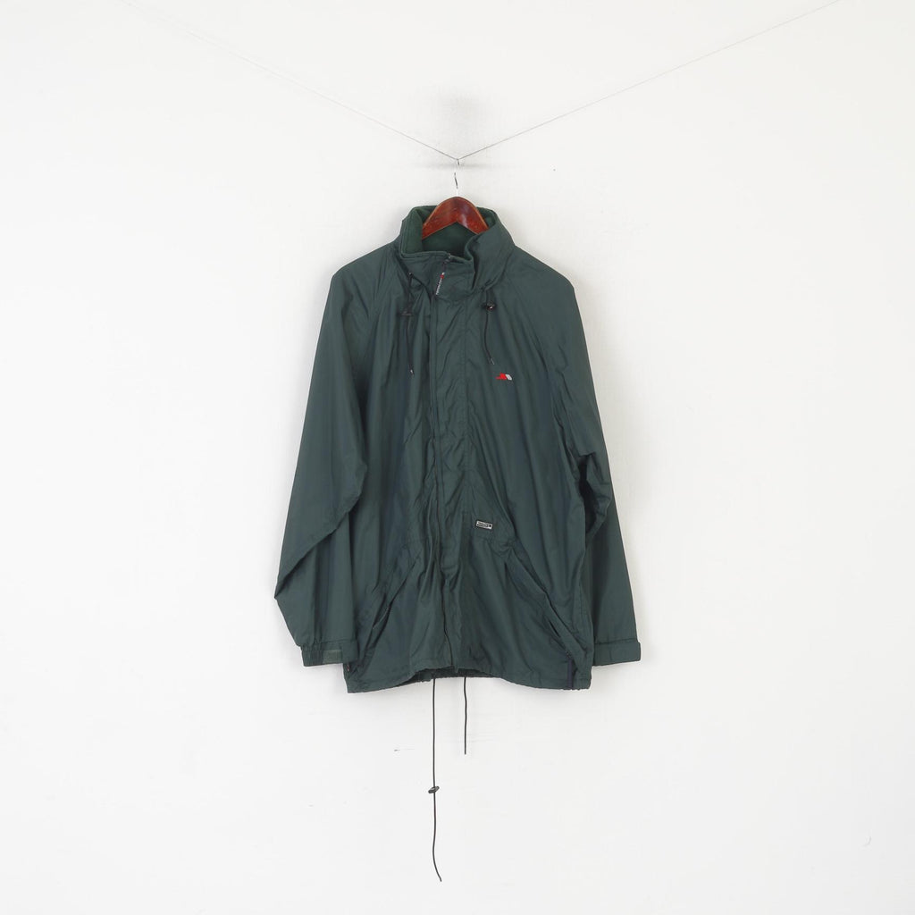 Trespass Abbigliamento da golf traspirante Giacca da uomo L Giacca verde in nylon impermeabile con cappuccio nascosto