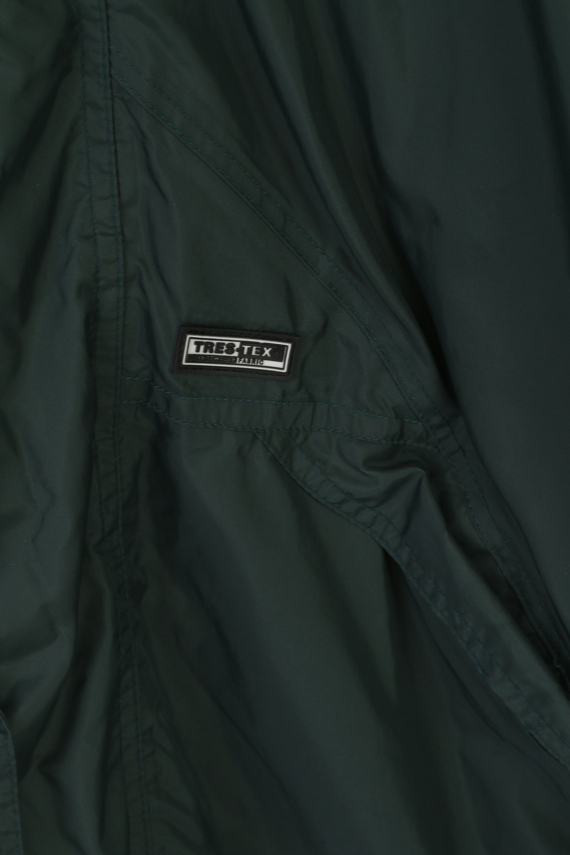 Trespass Abbigliamento da golf traspirante Giacca da uomo L Giacca verde in nylon impermeabile con cappuccio nascosto