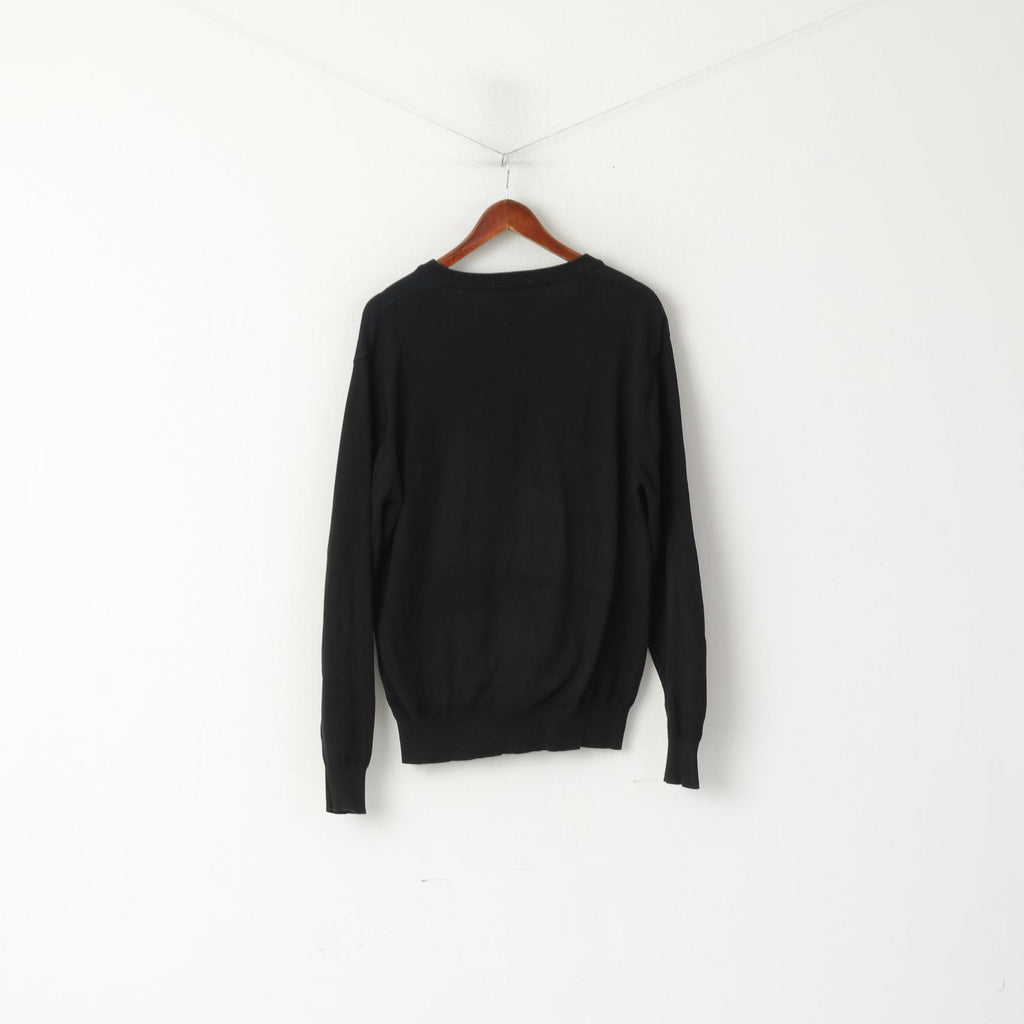Gant Pull Homme 2XL (L) Noir 100% Coton Pull Col V Léger 