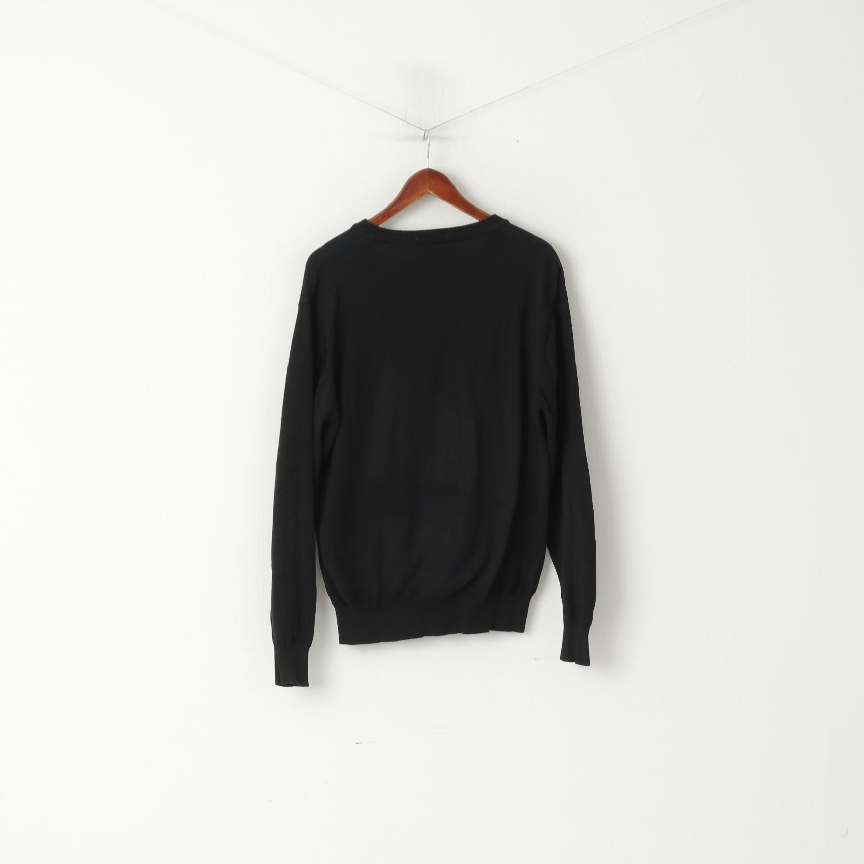 Gant Pull Homme 2XL (L) Noir 100% Coton Pull Col V Léger 
