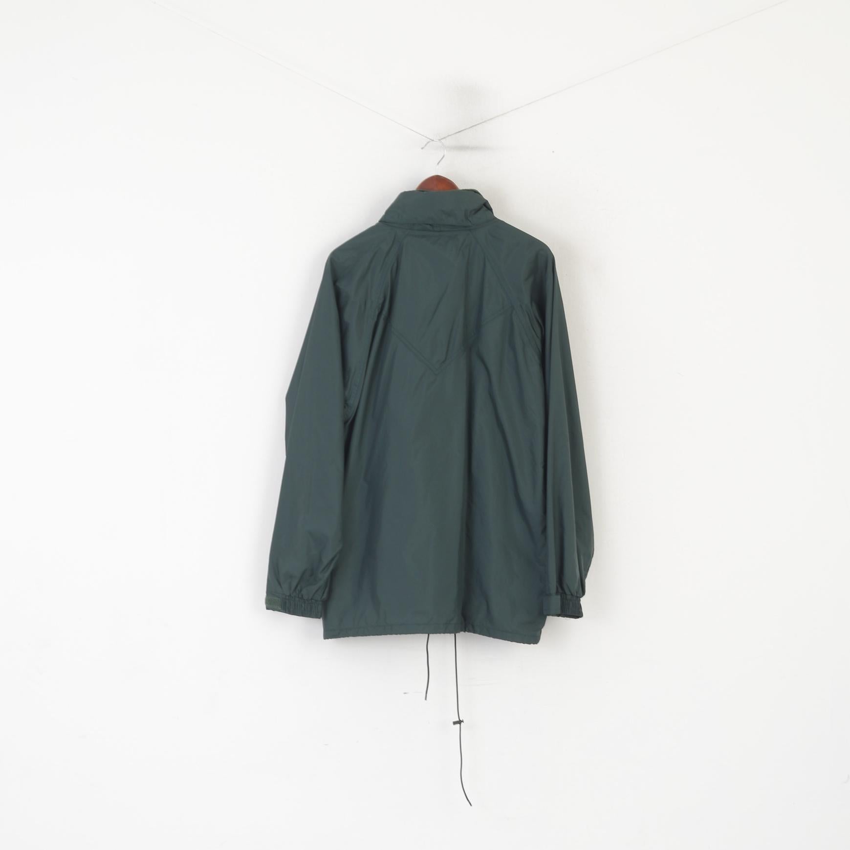 Trespass Abbigliamento da golf traspirante Giacca da uomo L Giacca verde in nylon impermeabile con cappuccio nascosto