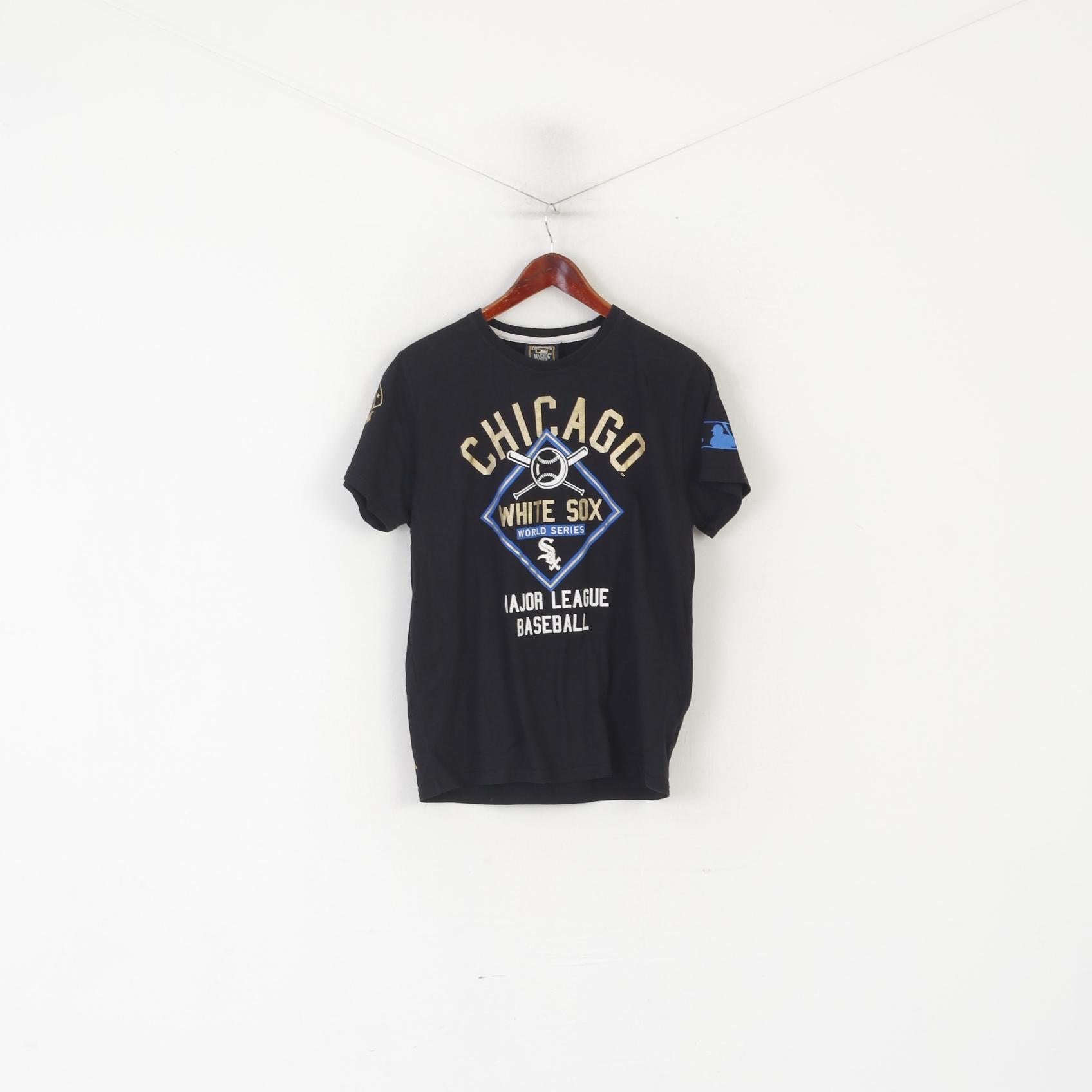 Majestic Athletic Hommes M Chemise Noir Coton Blanc Sox Major League Baseball Top