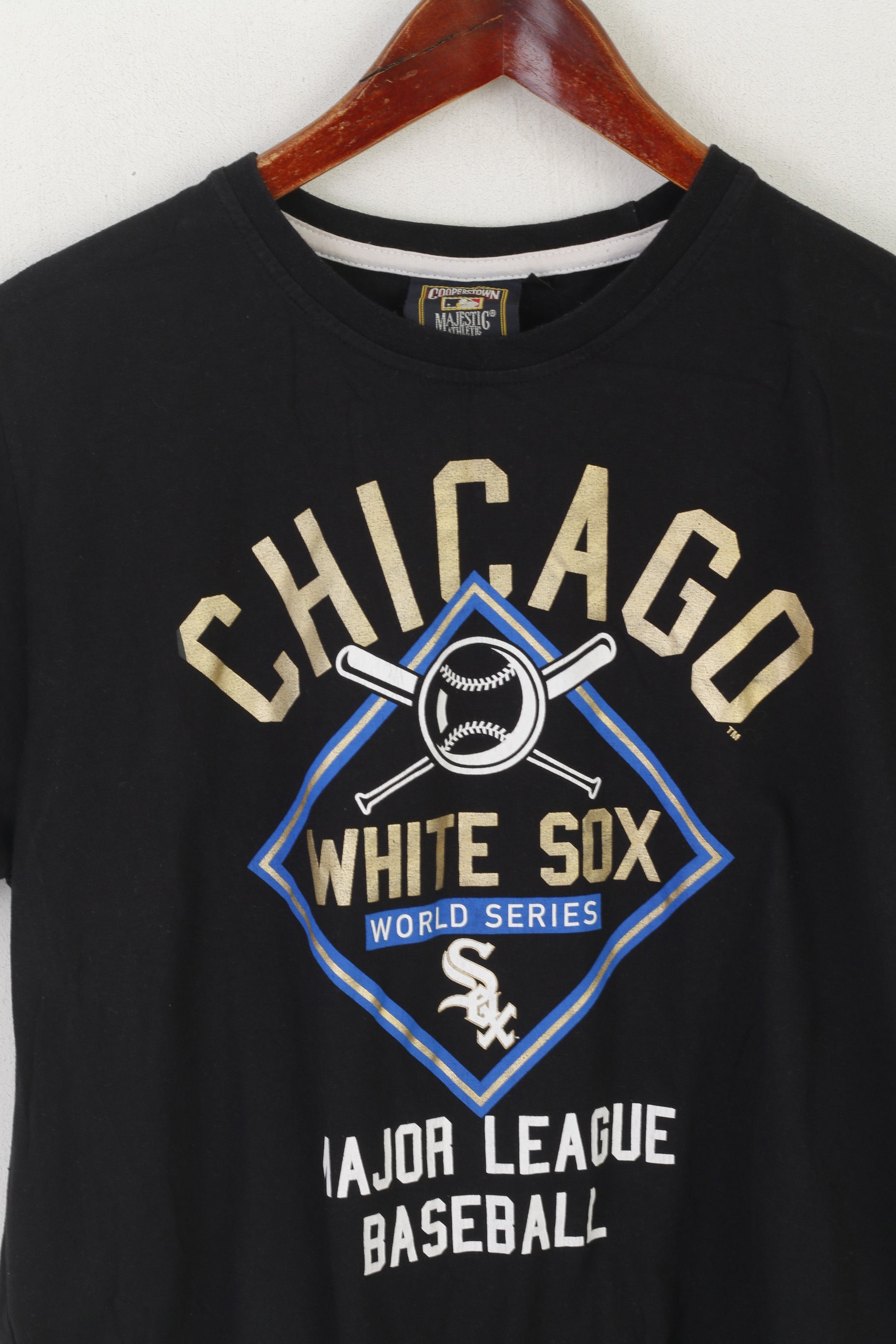 Majestic Athletic Hommes M Chemise Noir Coton Blanc Sox Major League Baseball Top