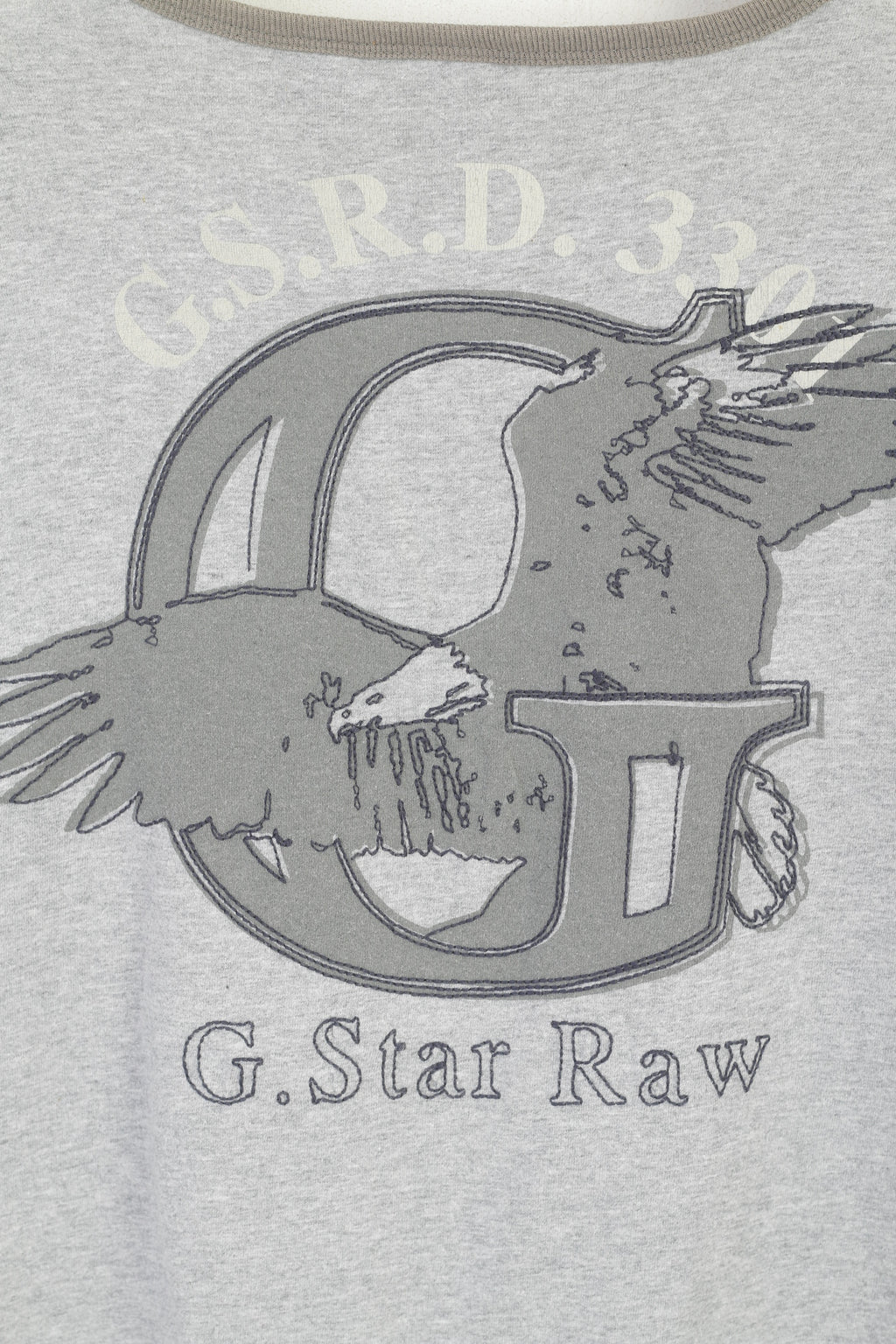 G-Star Raw Men L Shirt Gris Coton Graphique Emroidered Crew Neck Classic Top