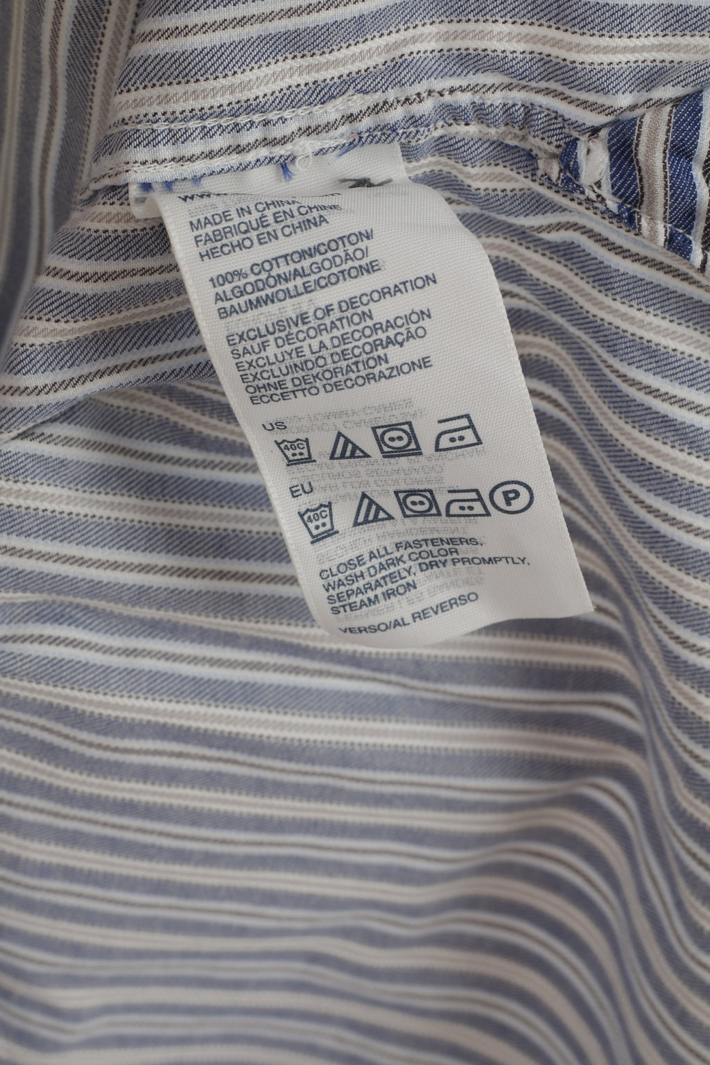 Tommy Hilfiger Men XL Casual Shirt Blue Cotton Striped Button Down Collar Top