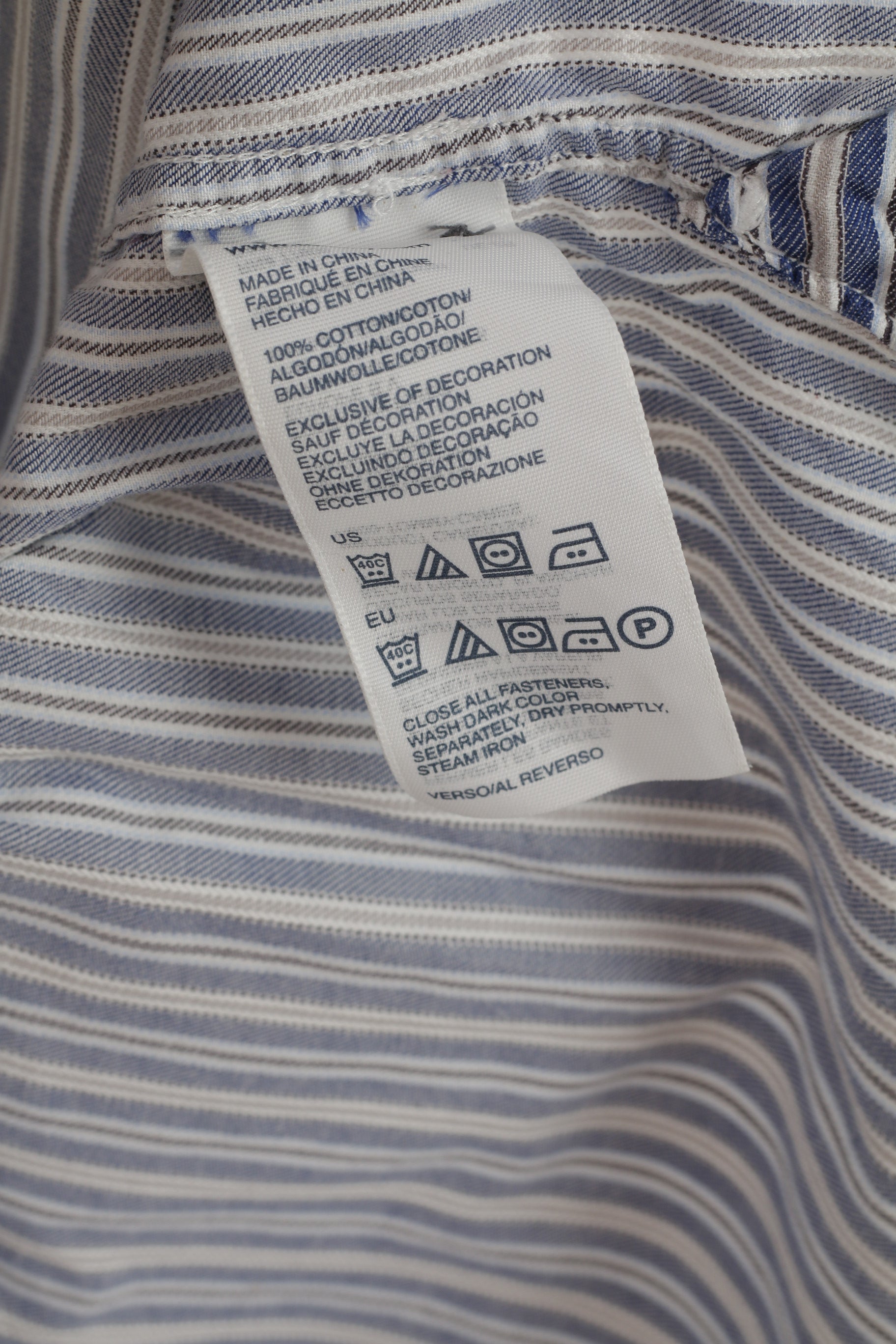 Tommy Hilfiger Men XL Casual Shirt Blue Cotton Striped Button Down Collar Top