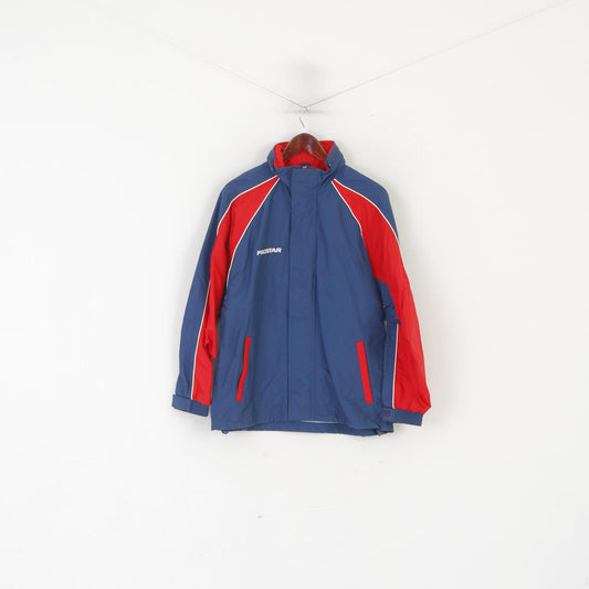 Prostar Boys LY 14 Age Jacket Navy Red Nylon Waterproof Hidden Hood Vintage Top