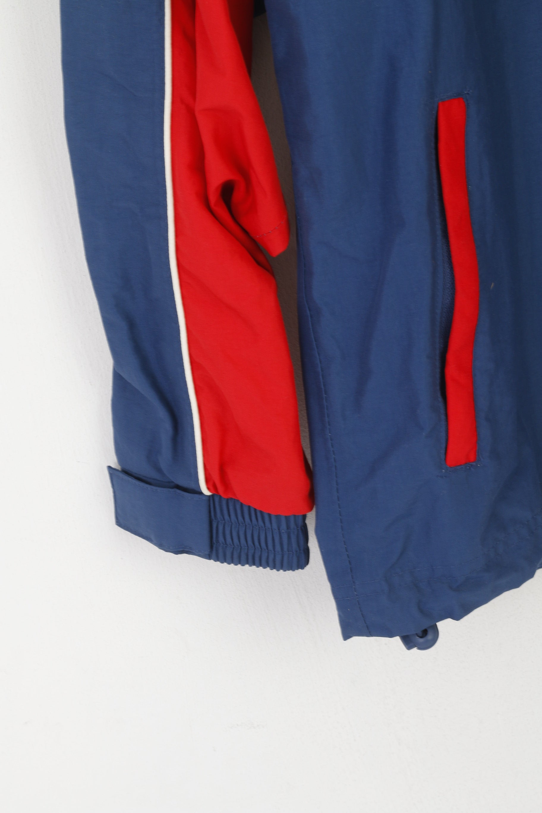 Prostar Boys LY 14 Age Veste Marine Rouge Nylon Étanche Capuche Cachée Haut Vintage