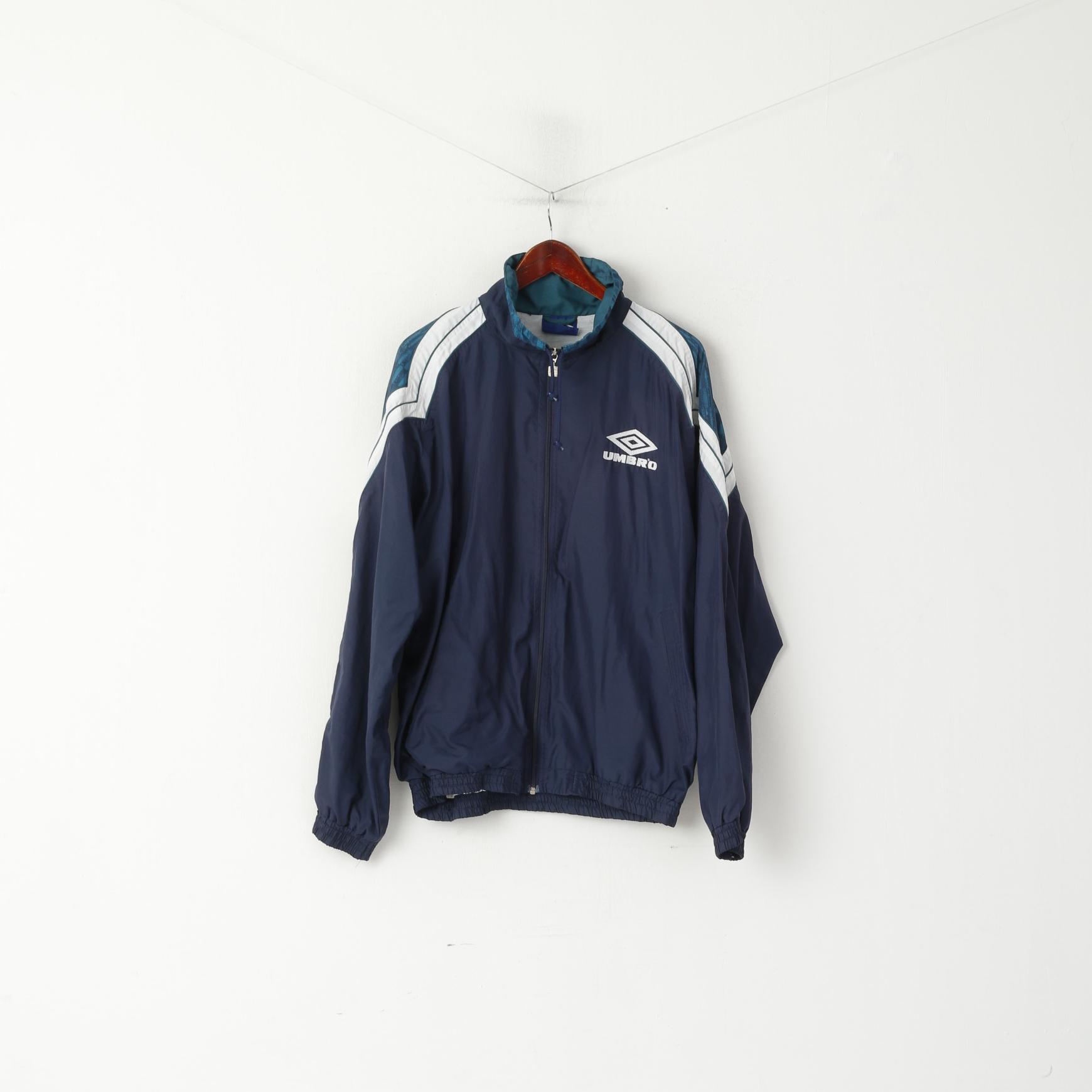 Umbro Men L Jacket Navy Activewear Vintage 90s Retro Zip Up