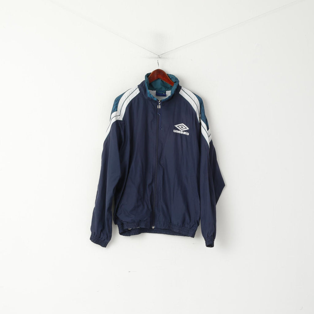Umbro Giacca da uomo L Navy Activewear Top sportivo da allenamento vintage anni '90 con cerniera