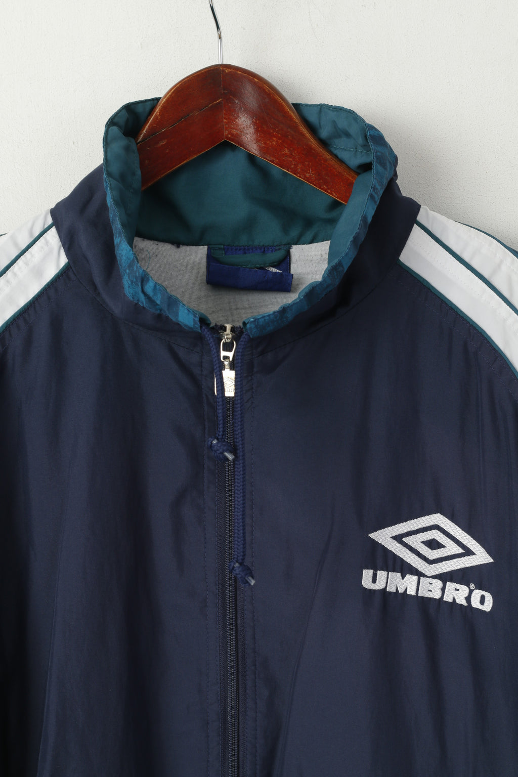 Umbro Giacca da uomo L Navy Activewear Top sportivo da allenamento vintage anni '90 con cerniera