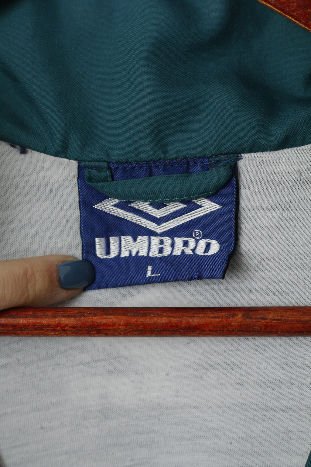Umbro Giacca da uomo L Navy Activewear Top sportivo da allenamento vintage anni '90 con cerniera