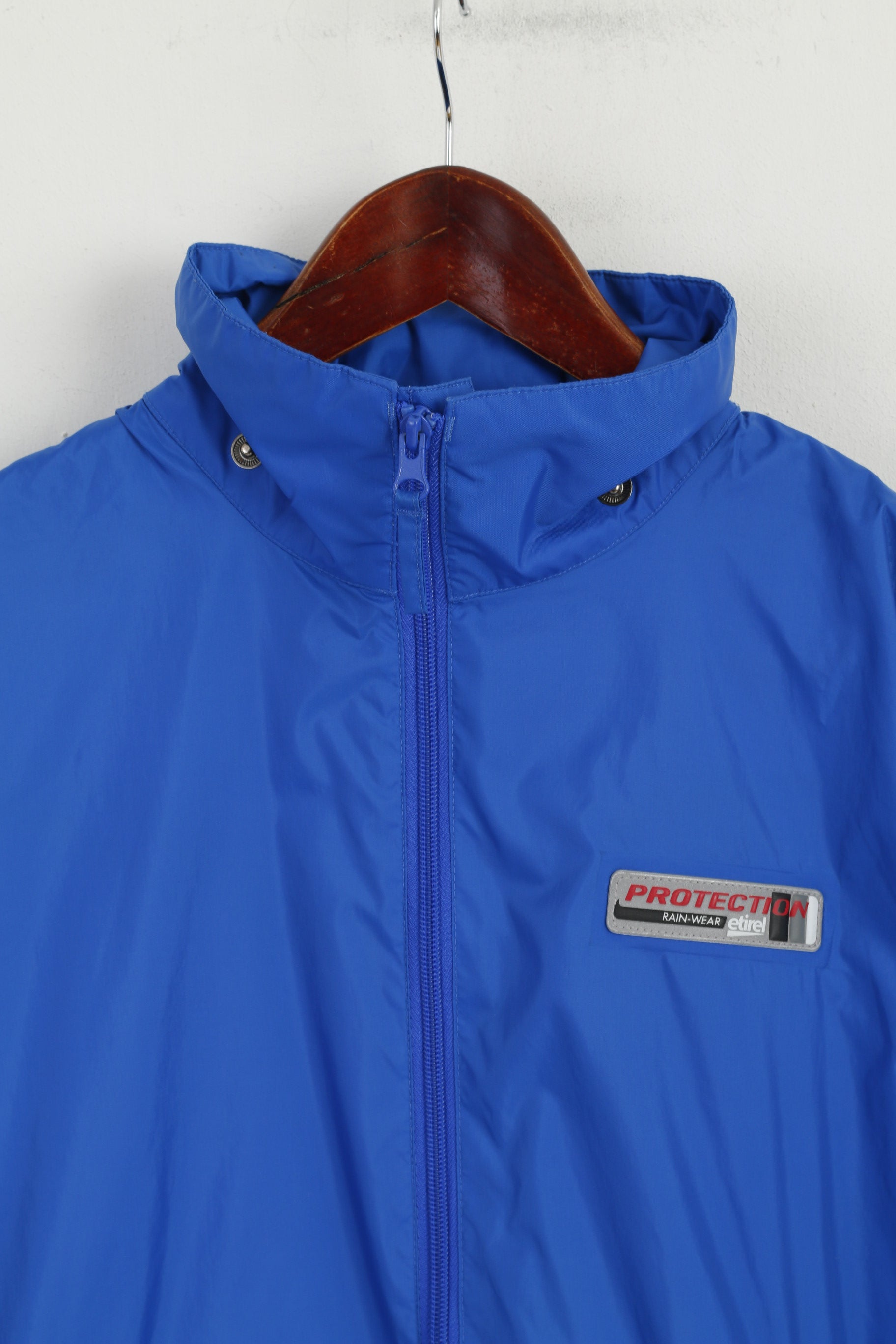 Etirel - Veste pour garçon de 12 ans, 152 ans, en nylon bleu, imperméable, capuche cachée, fermeture éclair sur le dessus