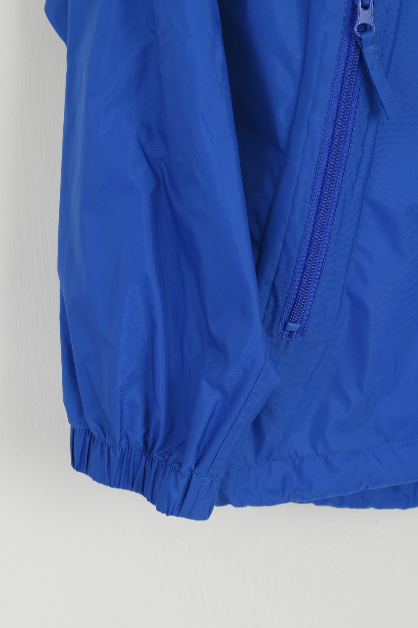 Etirel Boys 12 Age 152 Jacket Blue Nylon Waterproof Hidden Hood Zip Up Top