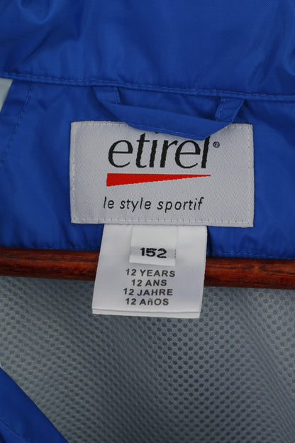 Giacca Etirel da ragazzo di 12 anni 152 in nylon blu impermeabile con cappuccio nascosto e cerniera superiore