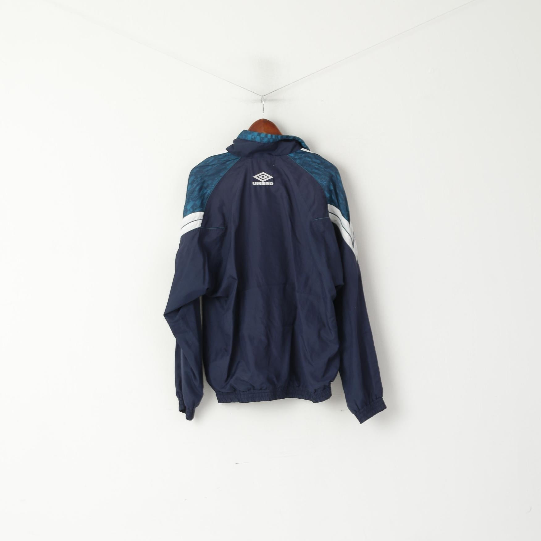 Umbro Giacca da uomo L Navy Activewear Top sportivo da allenamento vintage anni '90 con cerniera