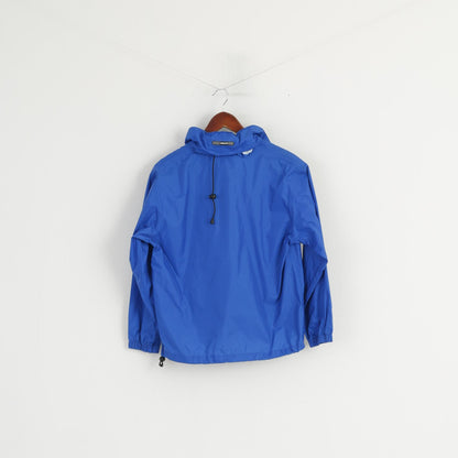 Etirel Boys 12 Age 152 Jacket Blue Nylon Waterproof Hidden Hood Zip Up Top