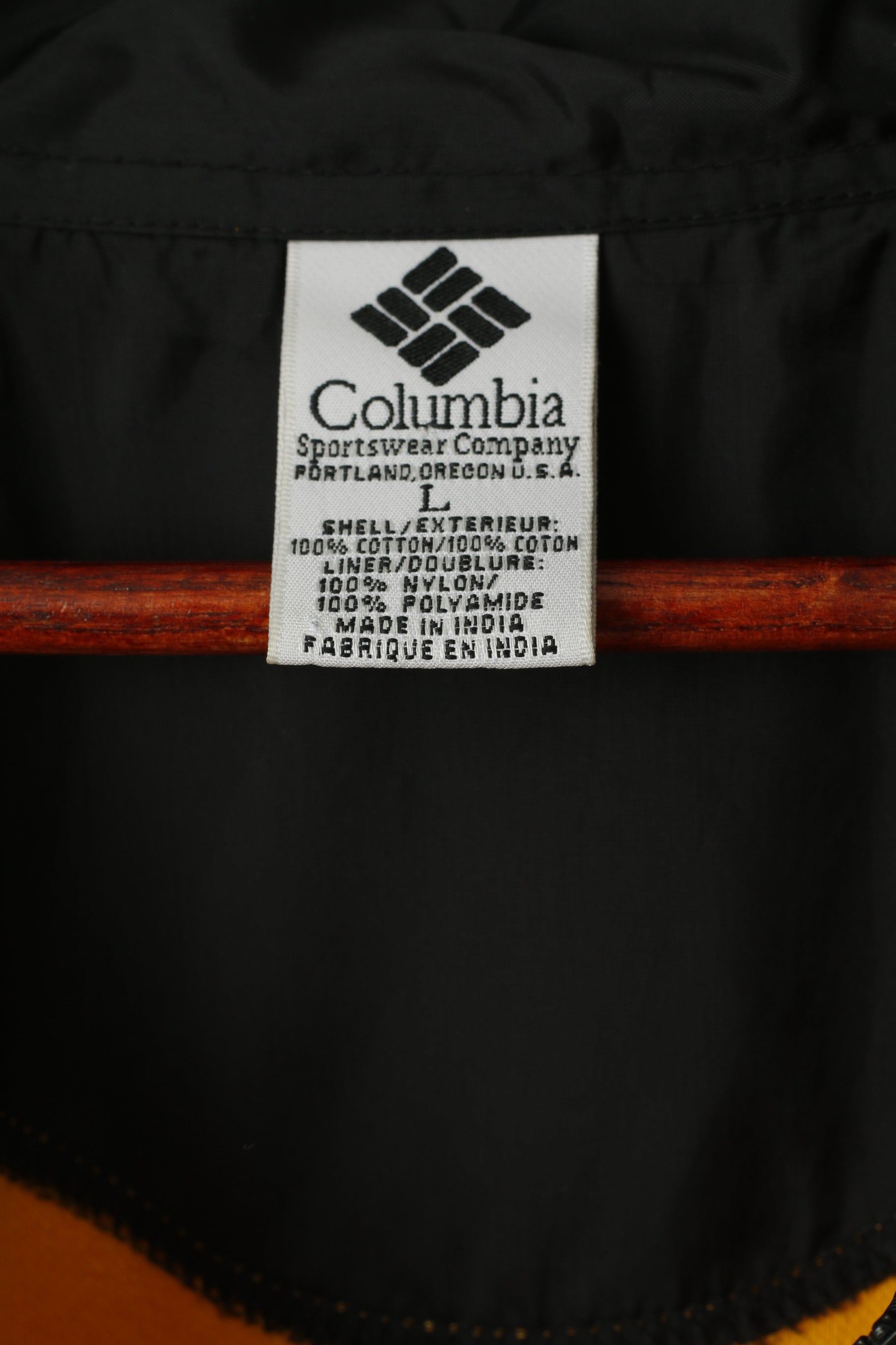Columbia Sportswear Felpa da uomo L Felpa gialla in cotone con zip Collo Top sportivo vintage anni '90
