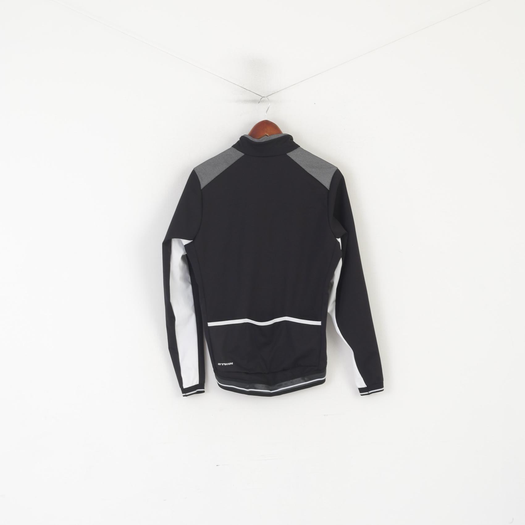 B'TWIN Femmes M Veste De Cyclisme Noir Réfléchissant Coupe-Vent À Fermeture Éclair Complète Haut De Vélo