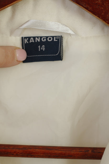 Kangol Women 14 L Jacket Cream Cotton Cropped Double Breasted Top