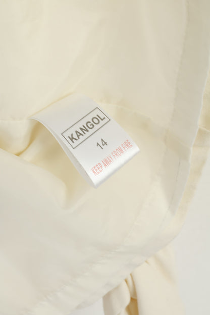 Kangol Women 14 L Jacket Cream Cotton Cropped Double Breasted Top