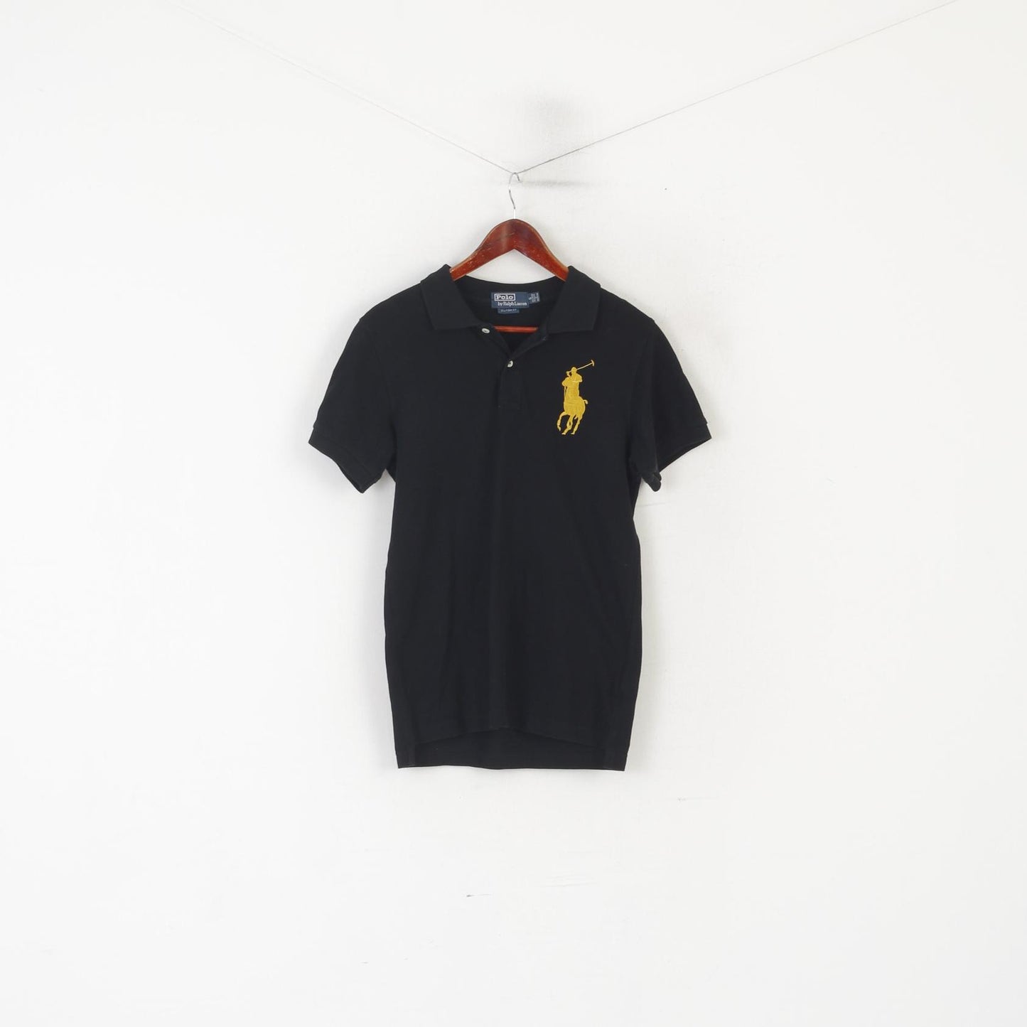 Polo by Ralph Lauren Men S Polo Shirt Black Cotton Custom Fit Big Ponny Casual Top