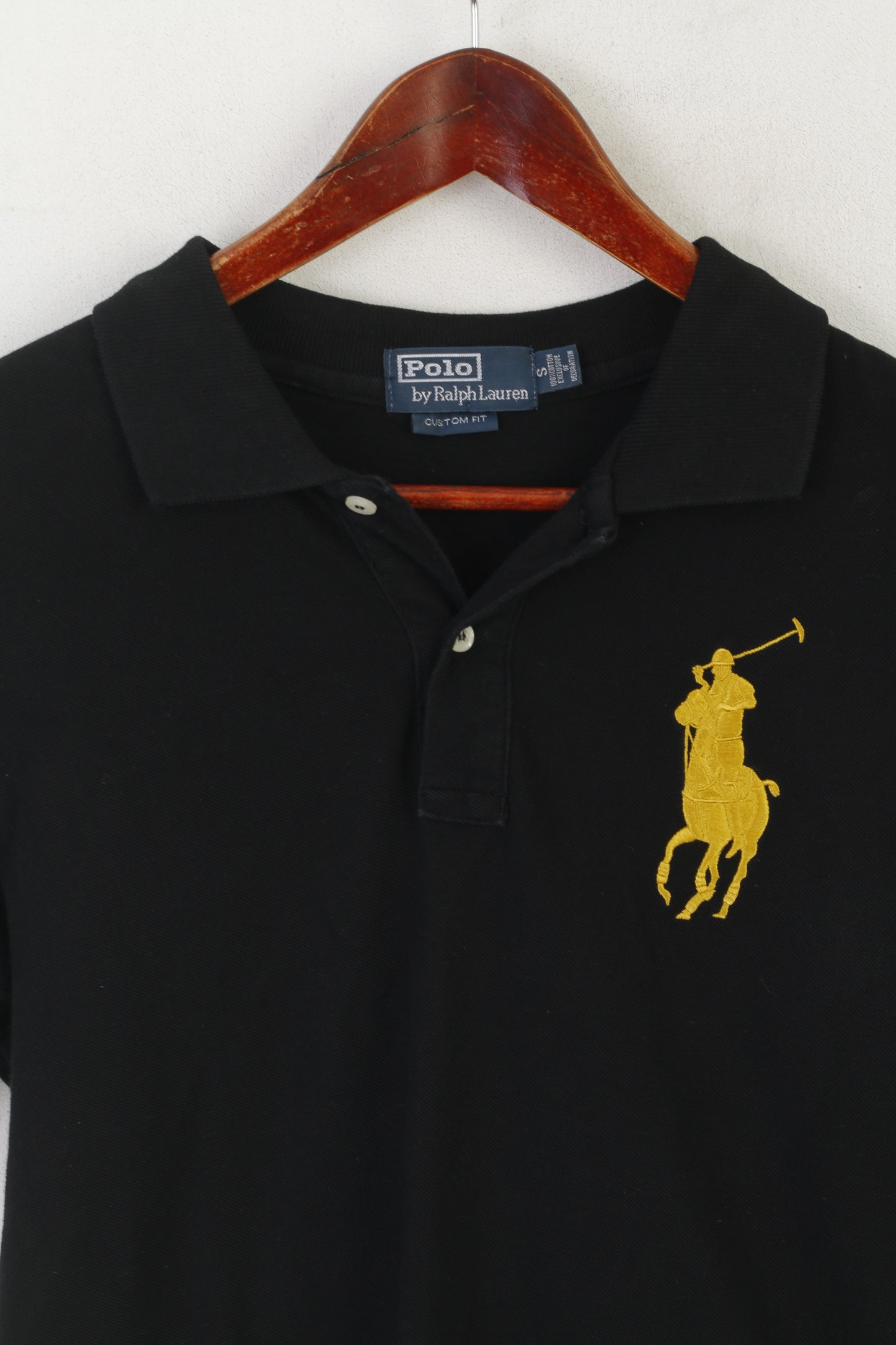 Polo by Ralph Lauren Men S Polo Shirt Black Cotton Custom Fit Big Ponny Casual Top