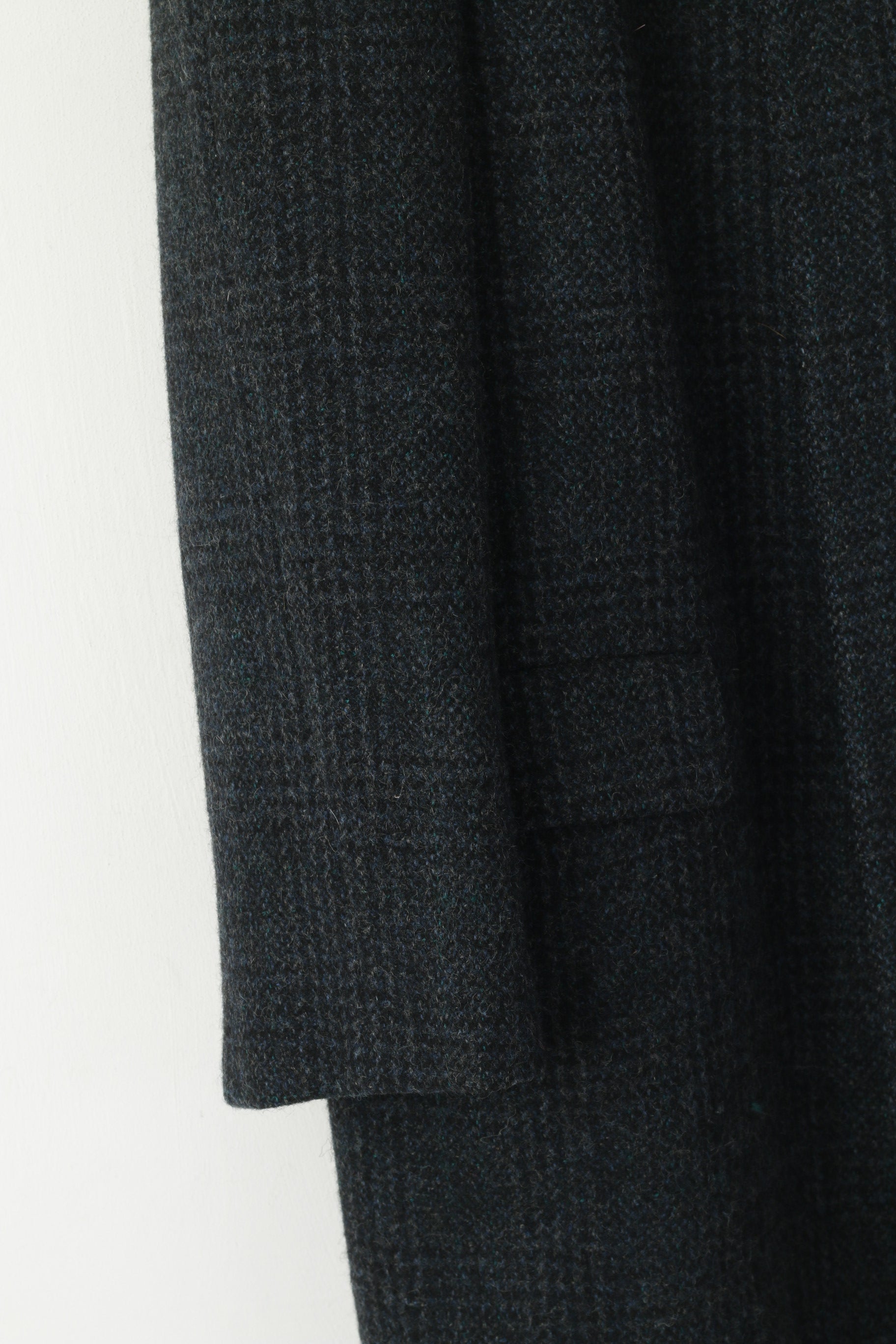 Joba International Men 48 M Coat Navy Check 70s Wool Vintage Single Breasted Classic Top