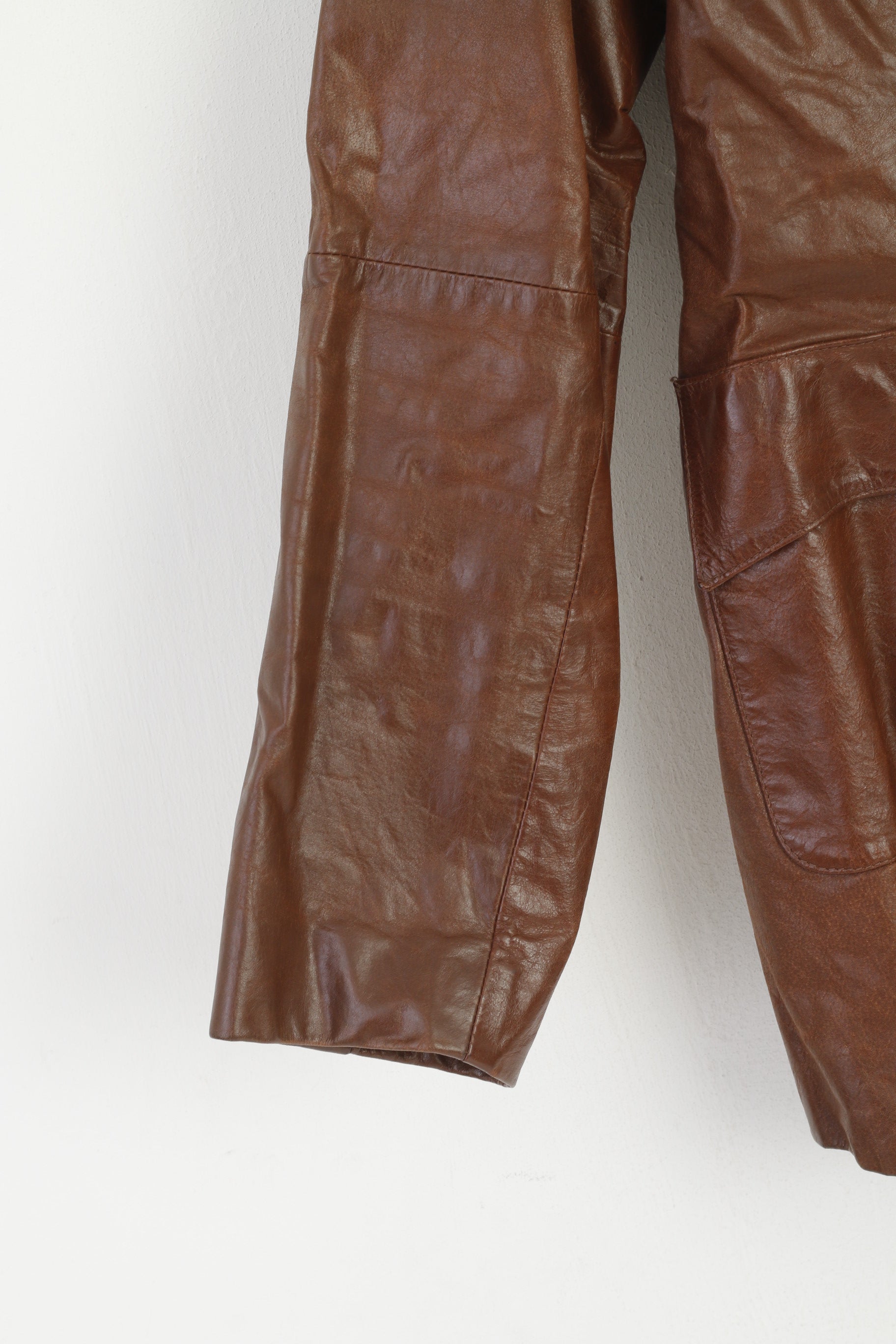 SIS by Sisters Femme L (M) Veste Marron Cuir Vintage Blazer Simple Boutonnage