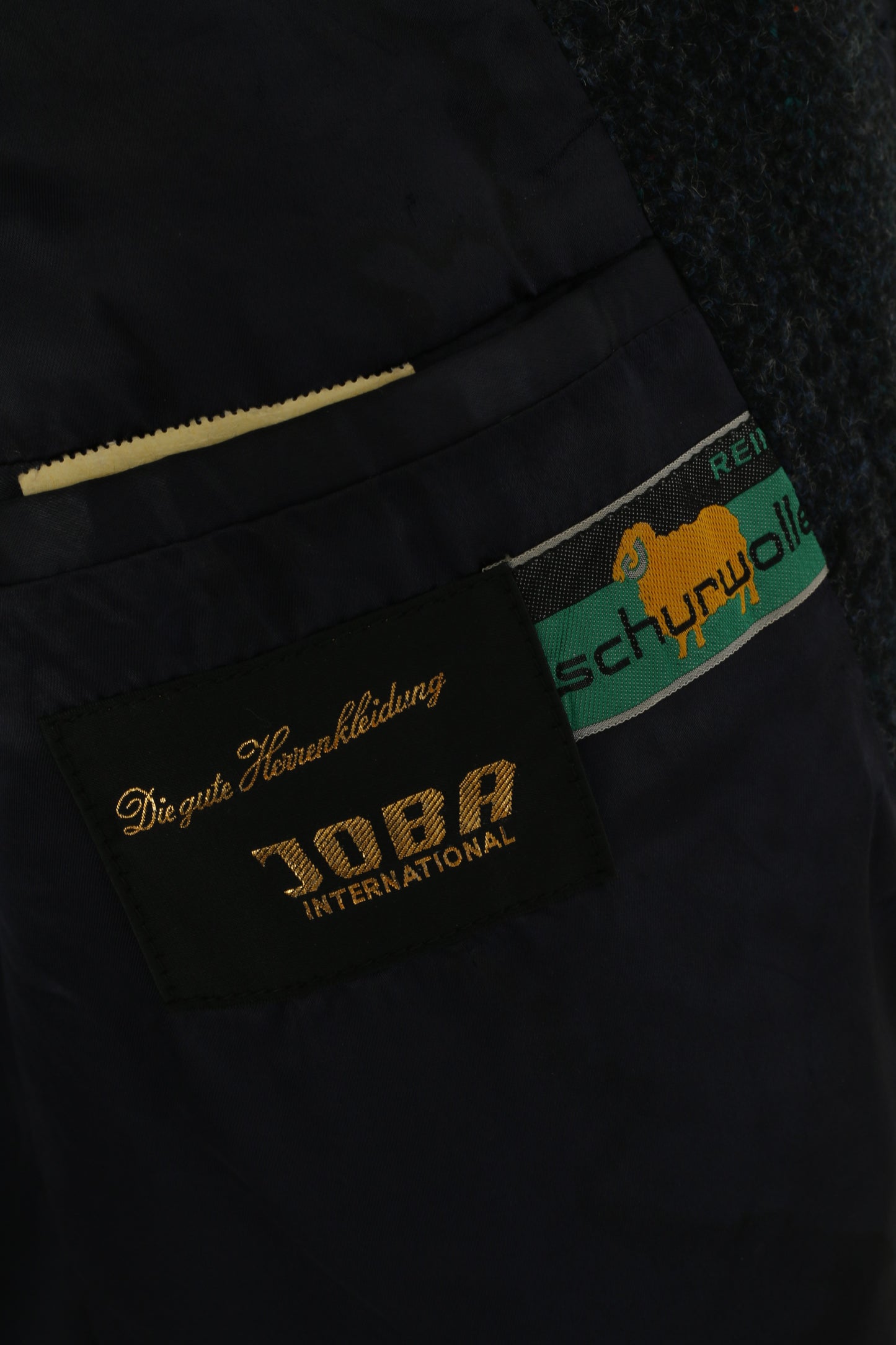 Joba International Hommes 48 M Manteau Bleu Marine à Carreaux Années 70 Laine Vintage Simple Boutonnage Haut Classique