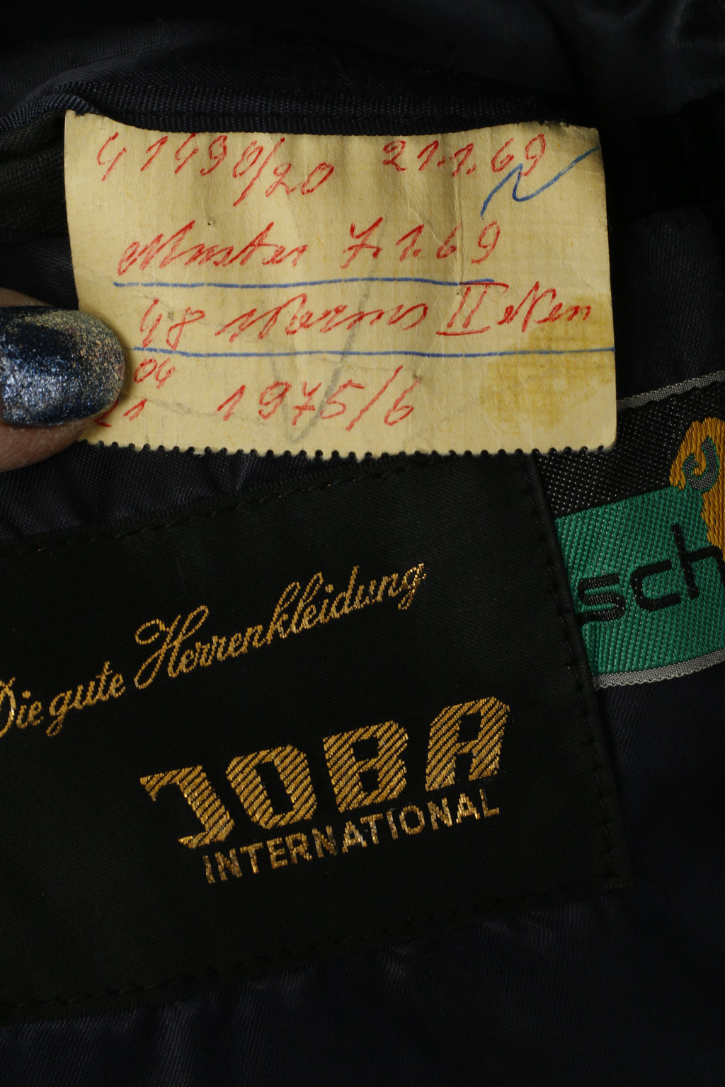 Joba International Men 48 M Coat Navy Check 70s Wool Vintage Single Breasted Classic Top