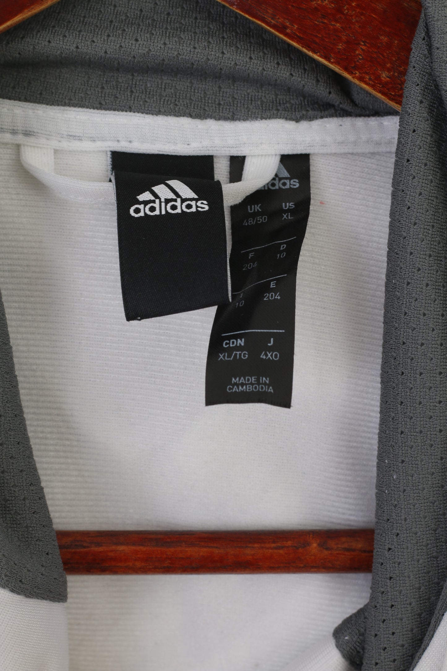 Adidas Men XL Sweatshirt White Shiny Hooded Zip Up Activewear Track Top