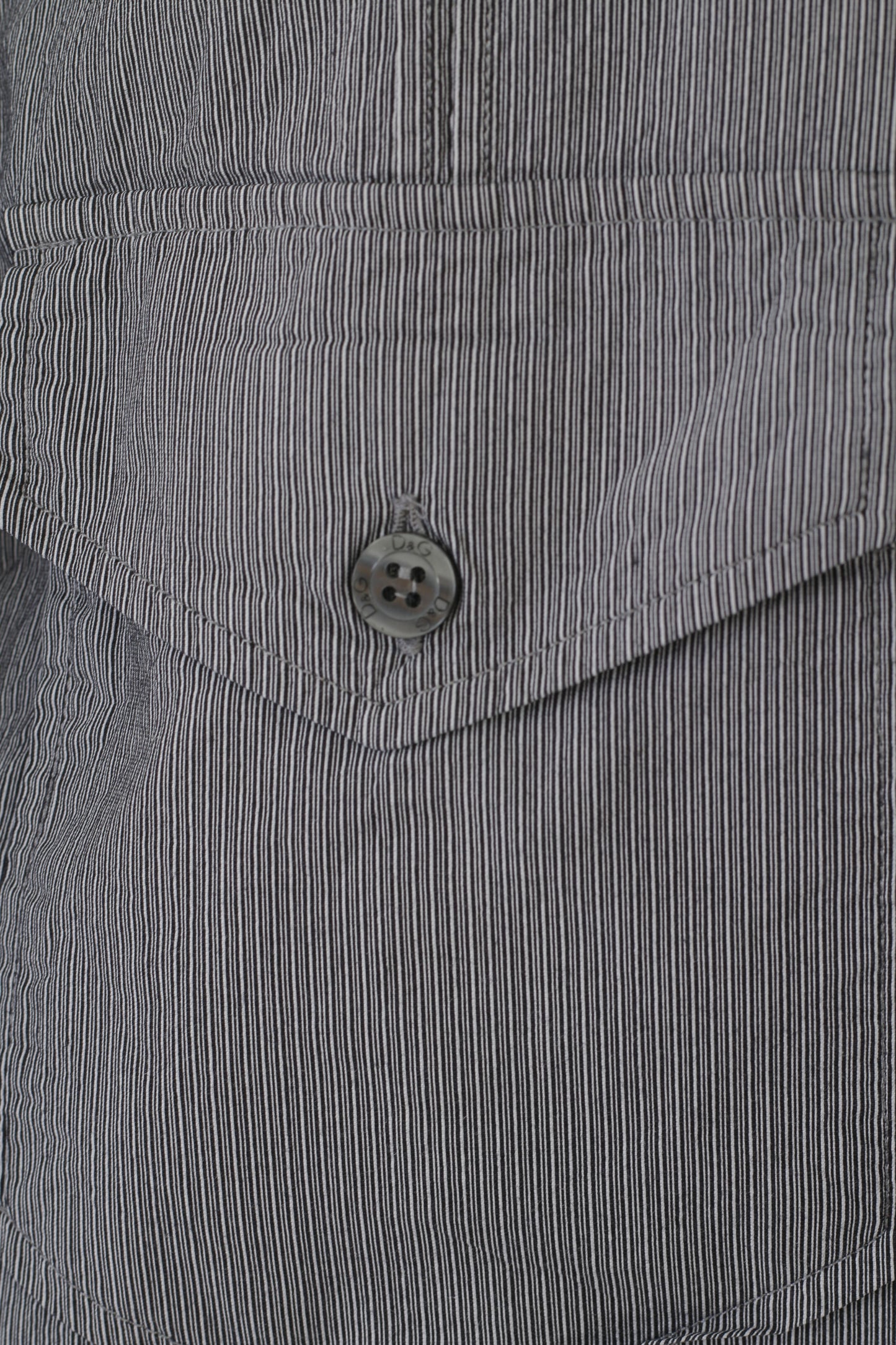 Dolce & Gabbana Men 16.5 42 M Casual Shirt Grey Striped Cotton Brad Long Sleeve Top