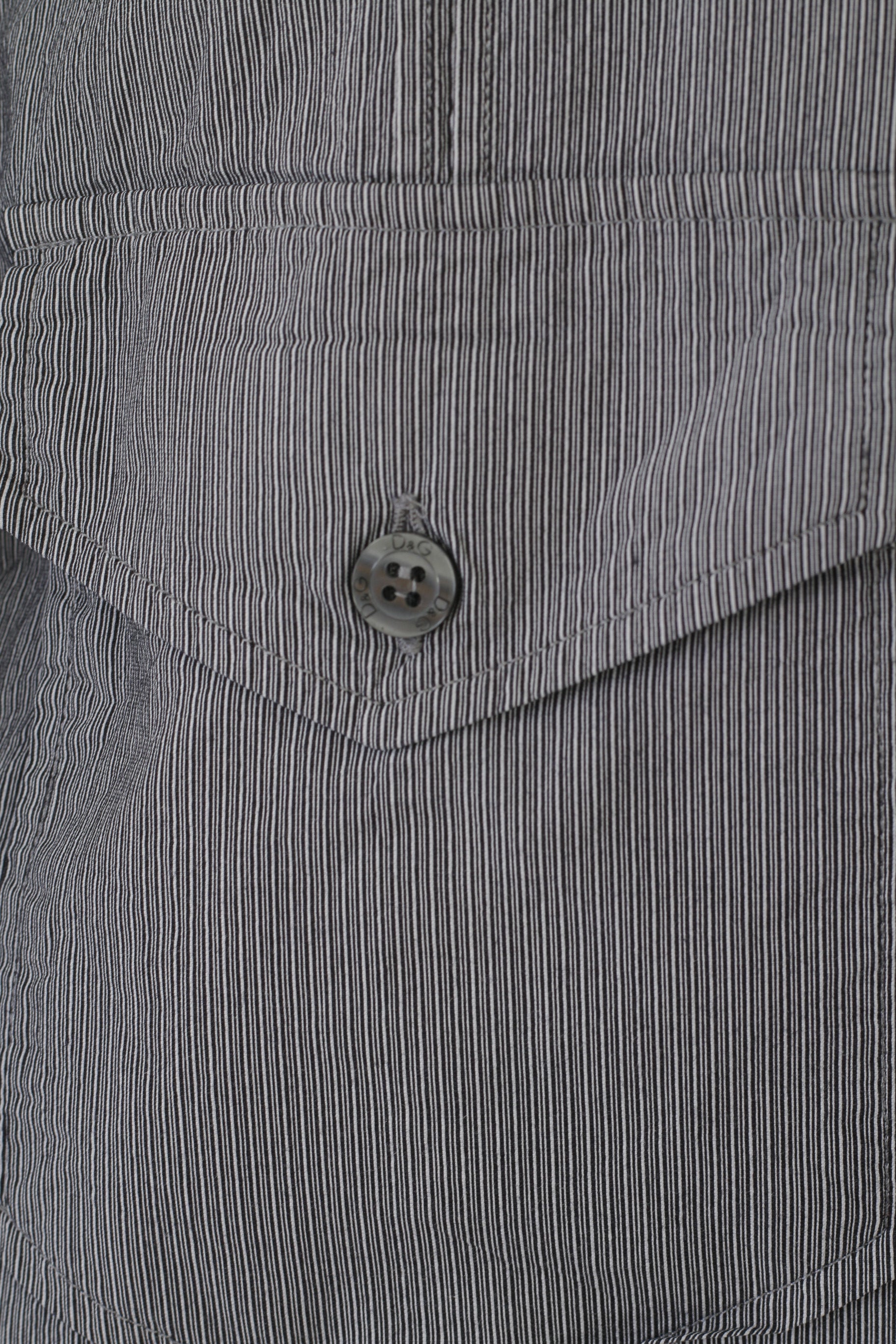 Dolce & Gabbana Men 16.5 42 M Casual Shirt Grey Striped Cotton Brad Long Sleeve Top