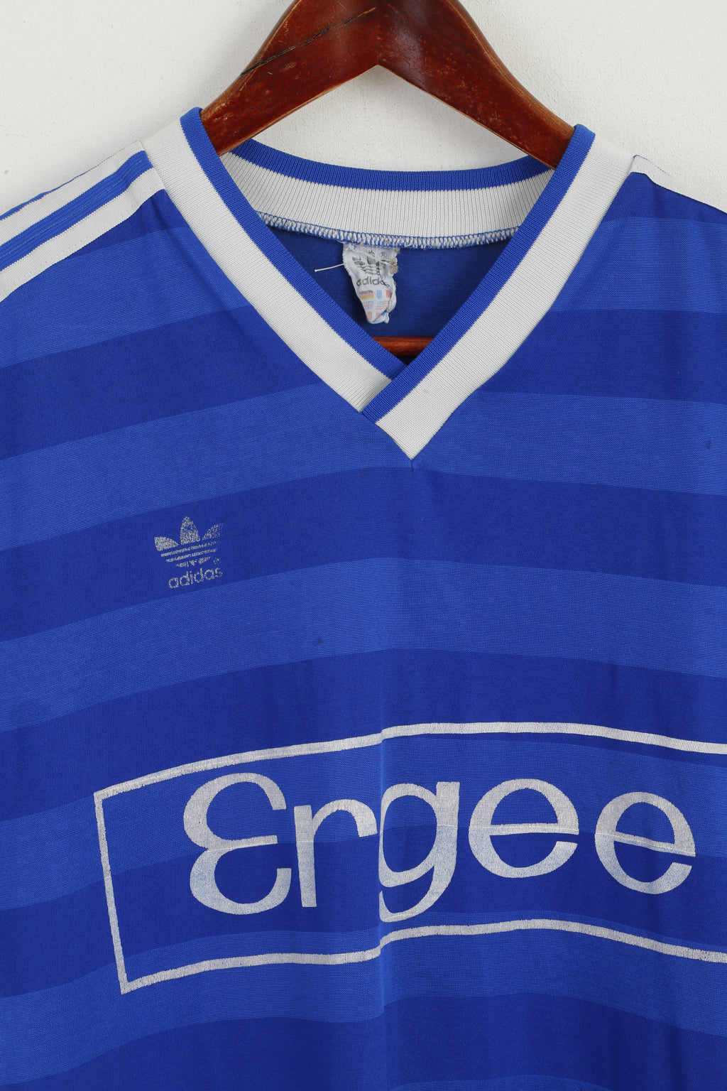 Adidas Men L (M) Shirt Blue Ergee #15 Vintage Made in West Germany Jersey Top