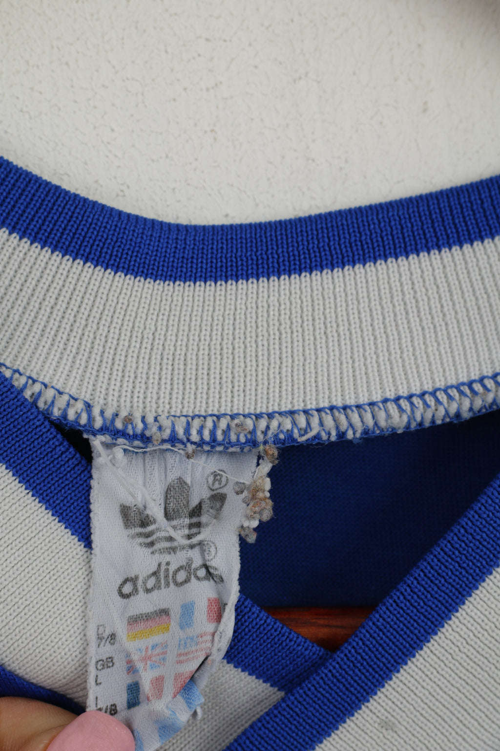 Adidas Men L (M) Shirt Blue Ergee #15 Vintage Made in West Germany Jersey Top