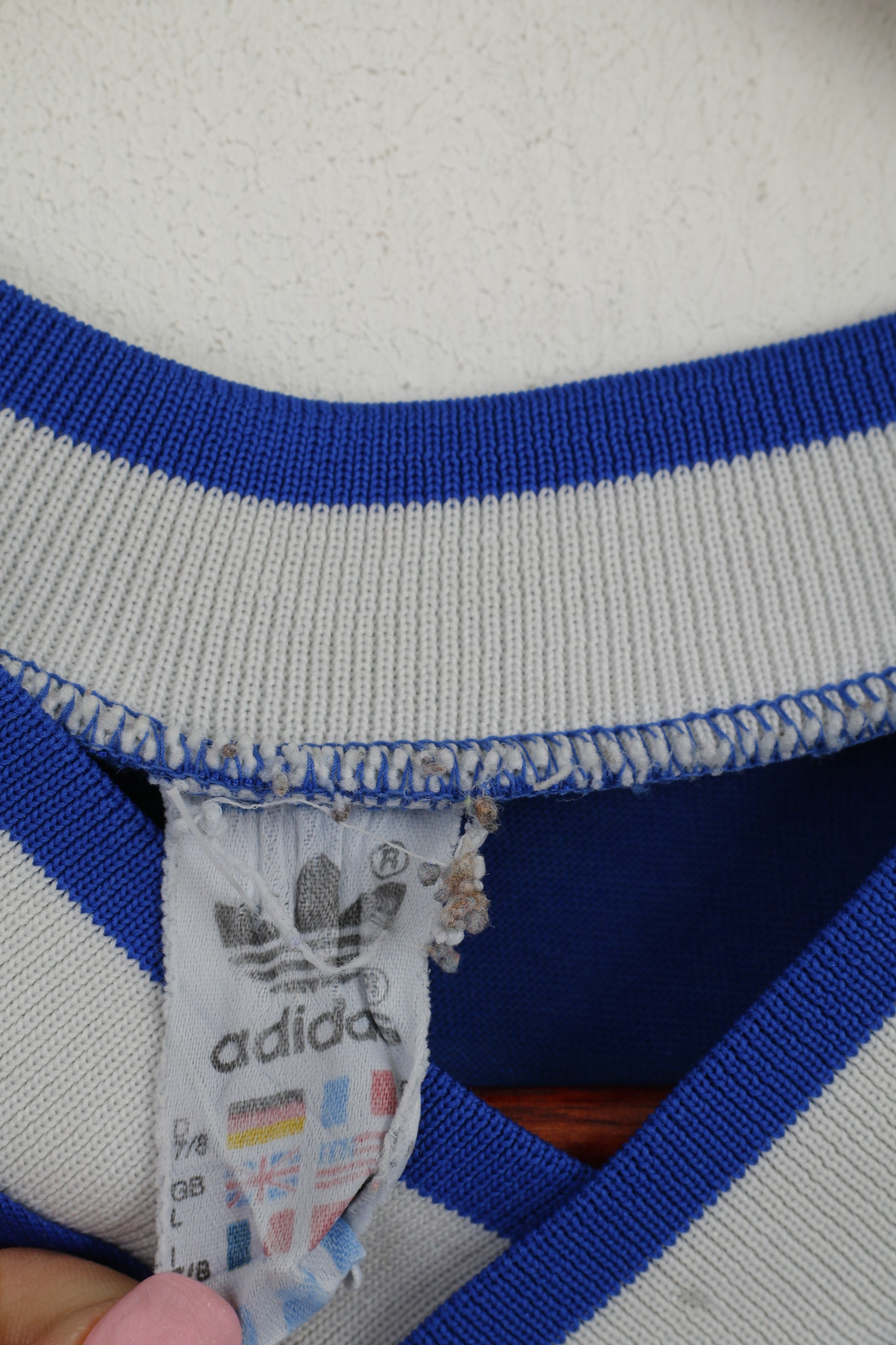 Adidas Homme L (M) Chemise Bleu Ergee #15 vintage Made in West Germany Jersey Top