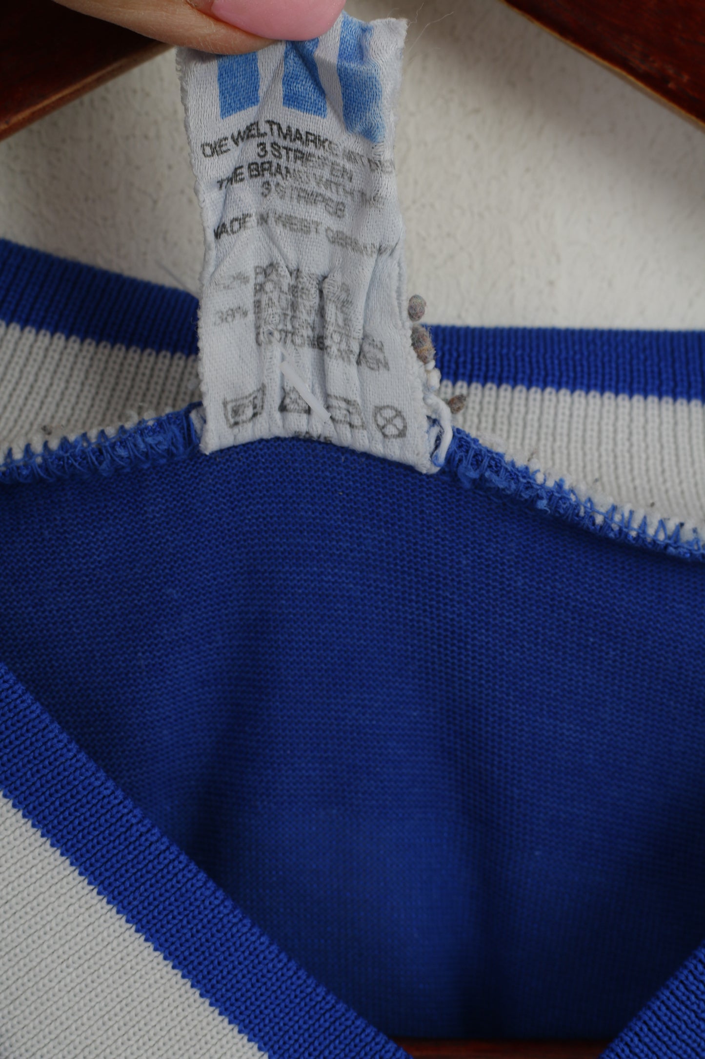 Adidas Homme L (M) Chemise Bleu Ergee #15 vintage Made in West Germany Jersey Top