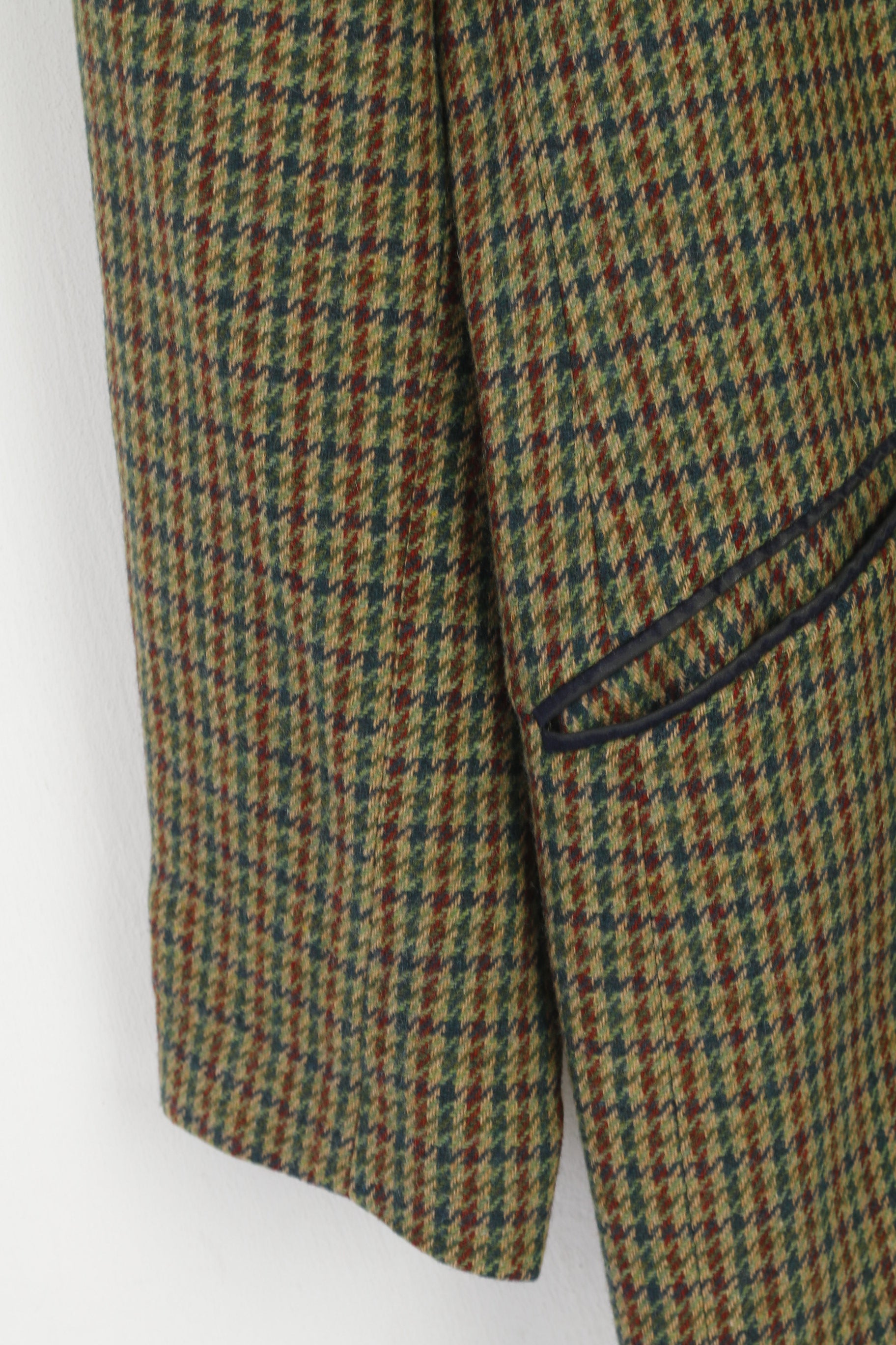 A Feeling Of Joy Women 40 M Blazer Green Houndstooth Vintage Single Breasted Jacket