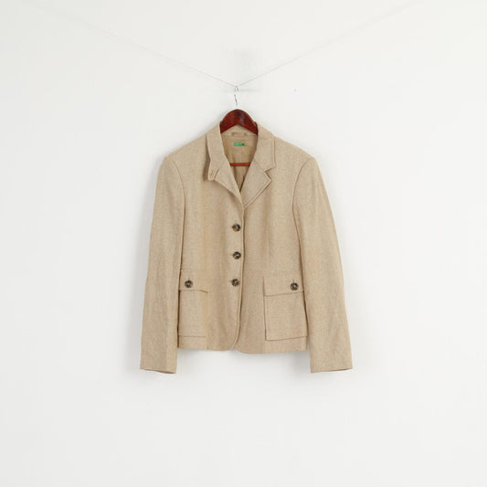 United Colors Of Benetton Veste en laine à simple boutonnage beige pour femme 46 M