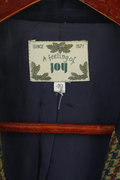 A Feeling Of Joy Women 40 M Blazer Green Houndstooth Vintage Single Breasted Jacket