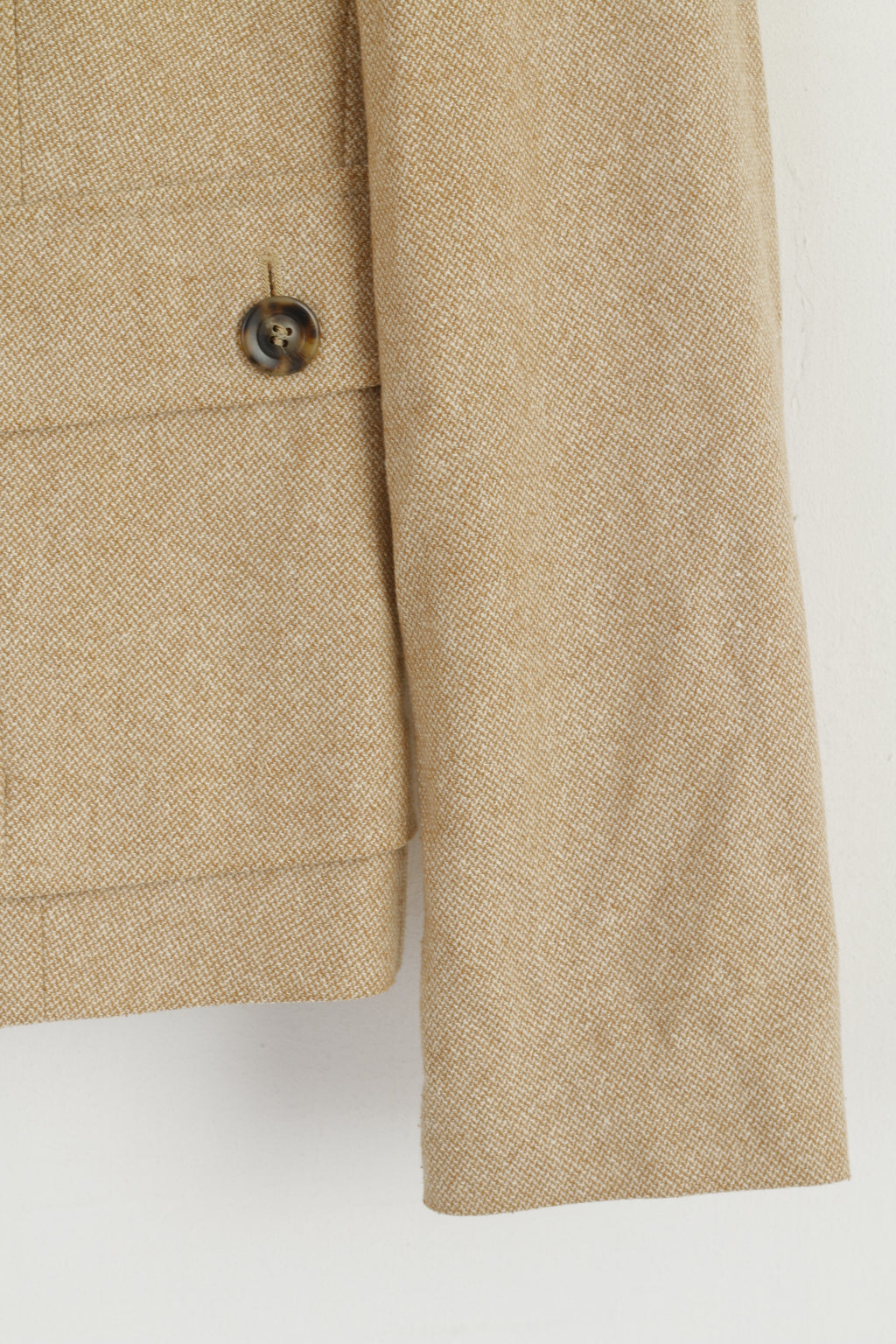 United Colors Of Benetton Women 46 M Blazer Beige Single Breasted Wool Jacket