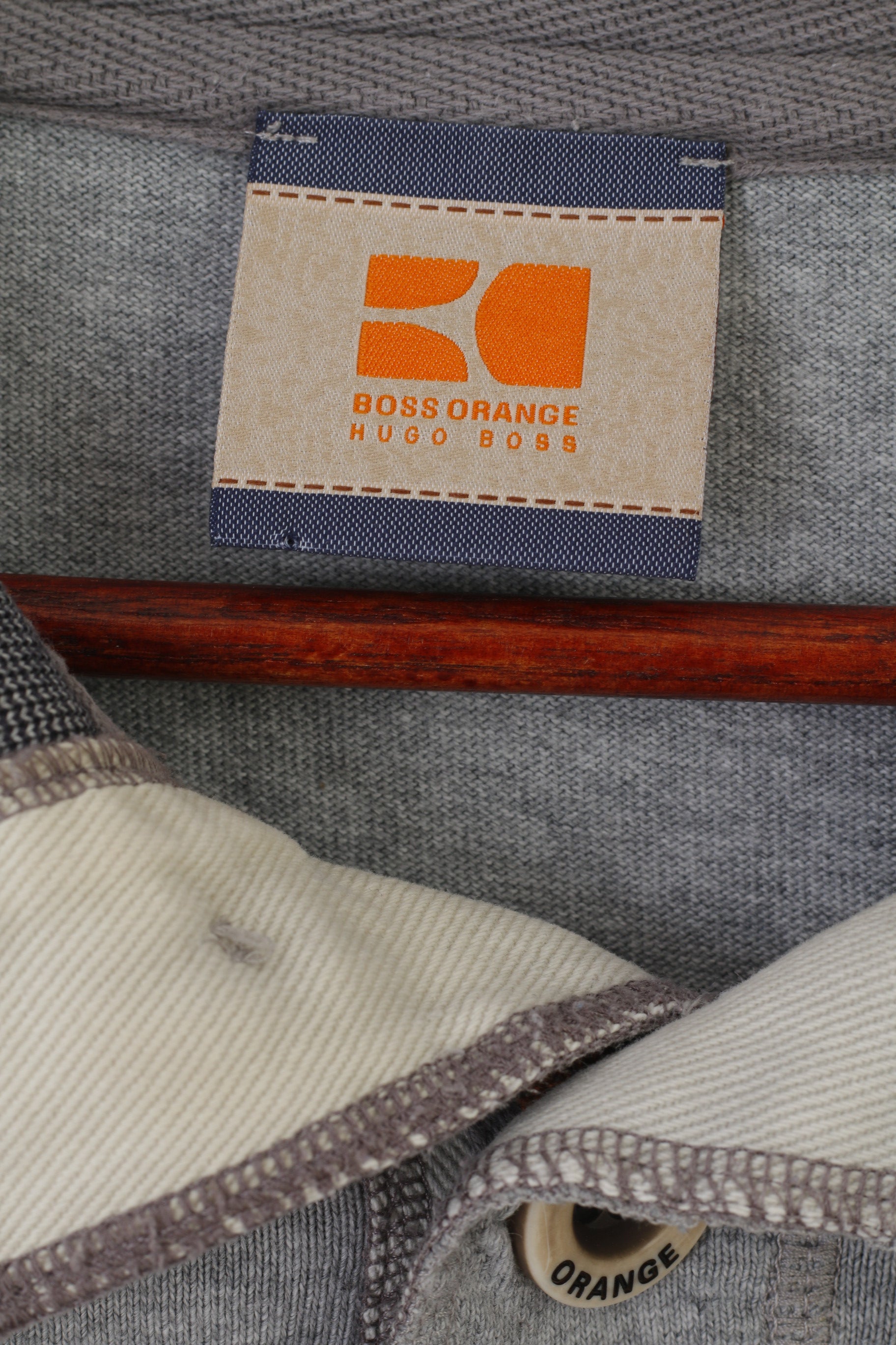 Men Polo Boss Retrospect Cotton Detailed Hugo – Sleeve XL Clothes Gray Orange Bu Shirt Long