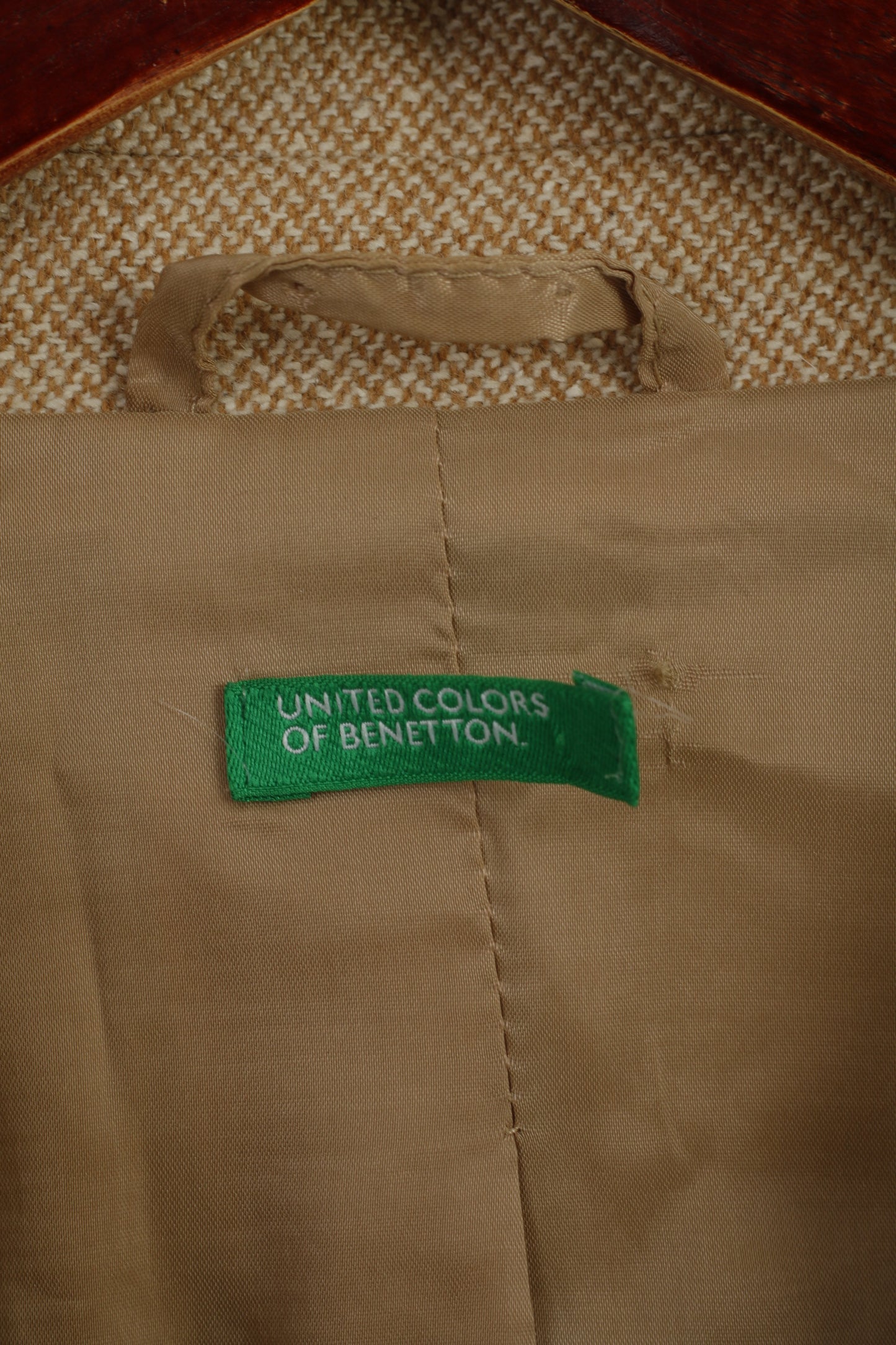 United Colors Of Benetton Women 46 M Blazer Beige Single Breasted Wool Jacket