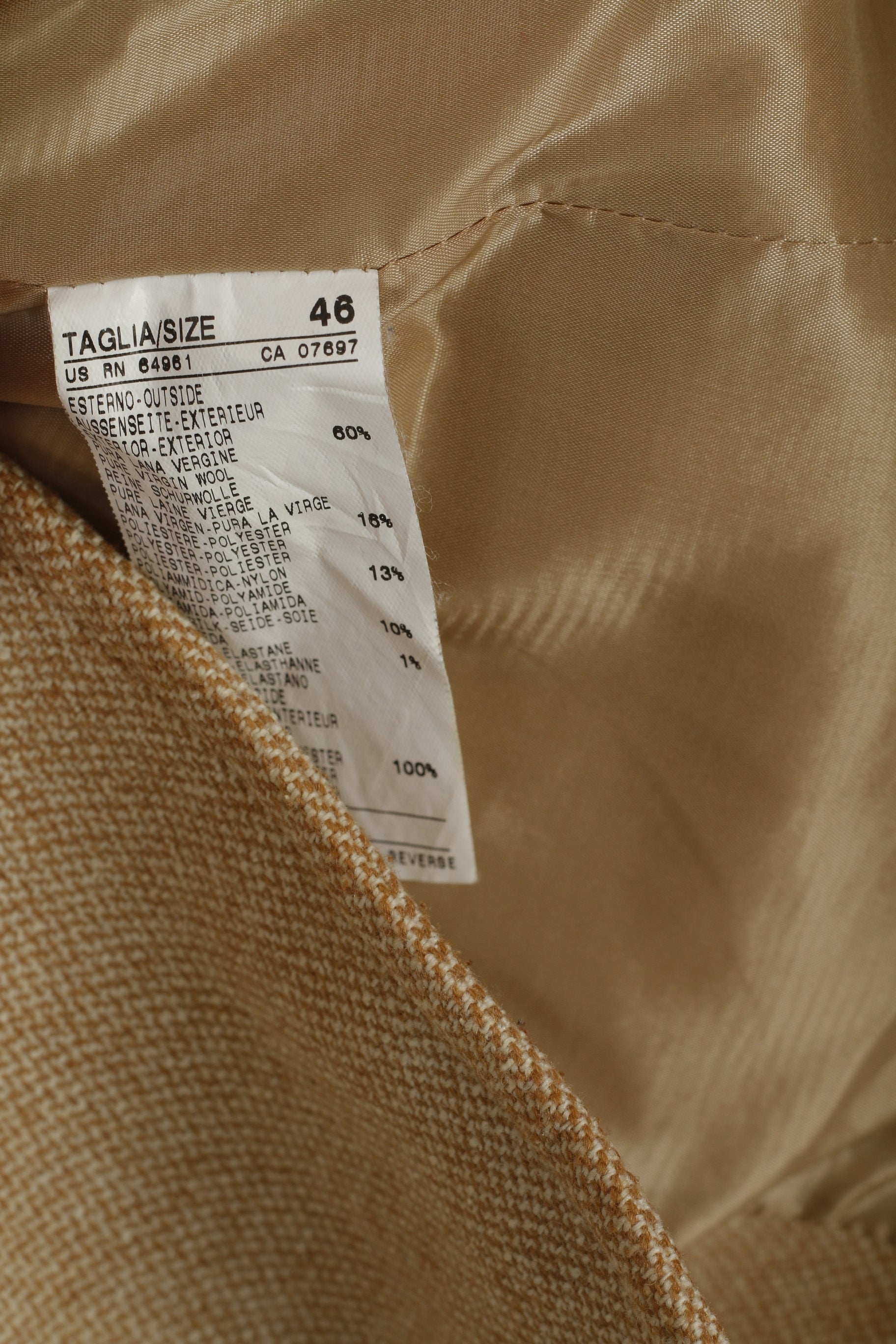 United Colors Of Benetton Women 46 M Blazer Beige Single Breasted Wool Jacket