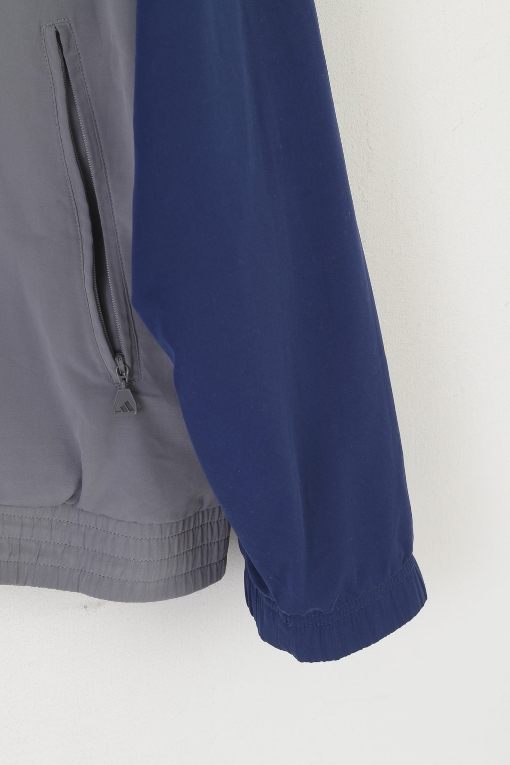 Adidas Men L Jacket Navy Grey vintage Full Zipper 90s Lightweight Sportswear Top