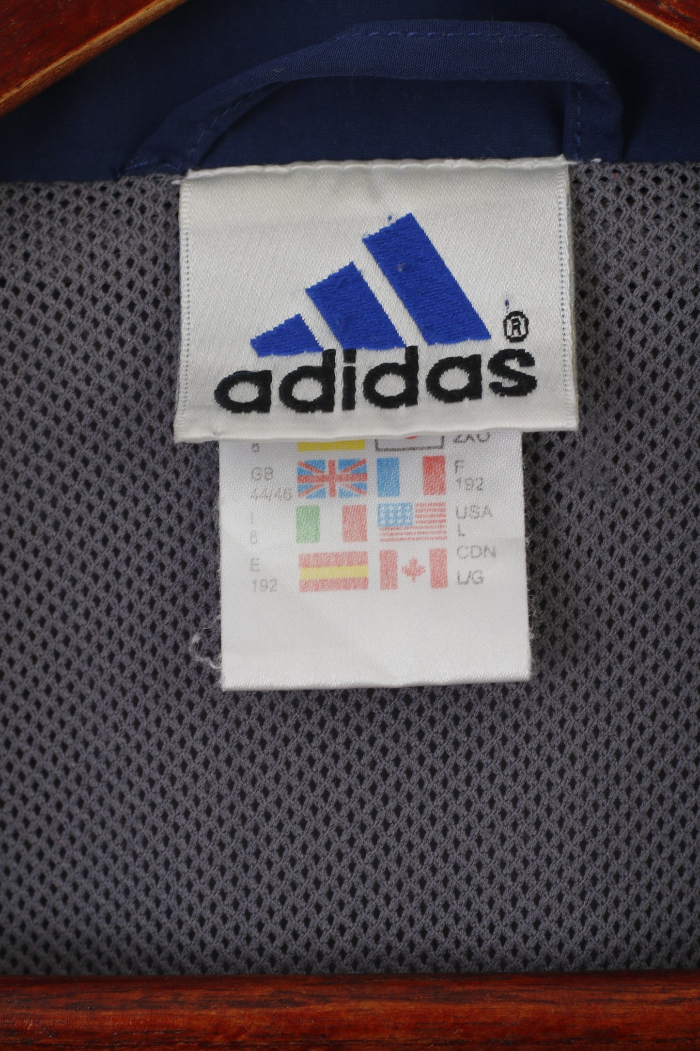 Adidas Men L Jacket Navy Gray Vintage Full Zipper 90s Lightweight Sportswear Top