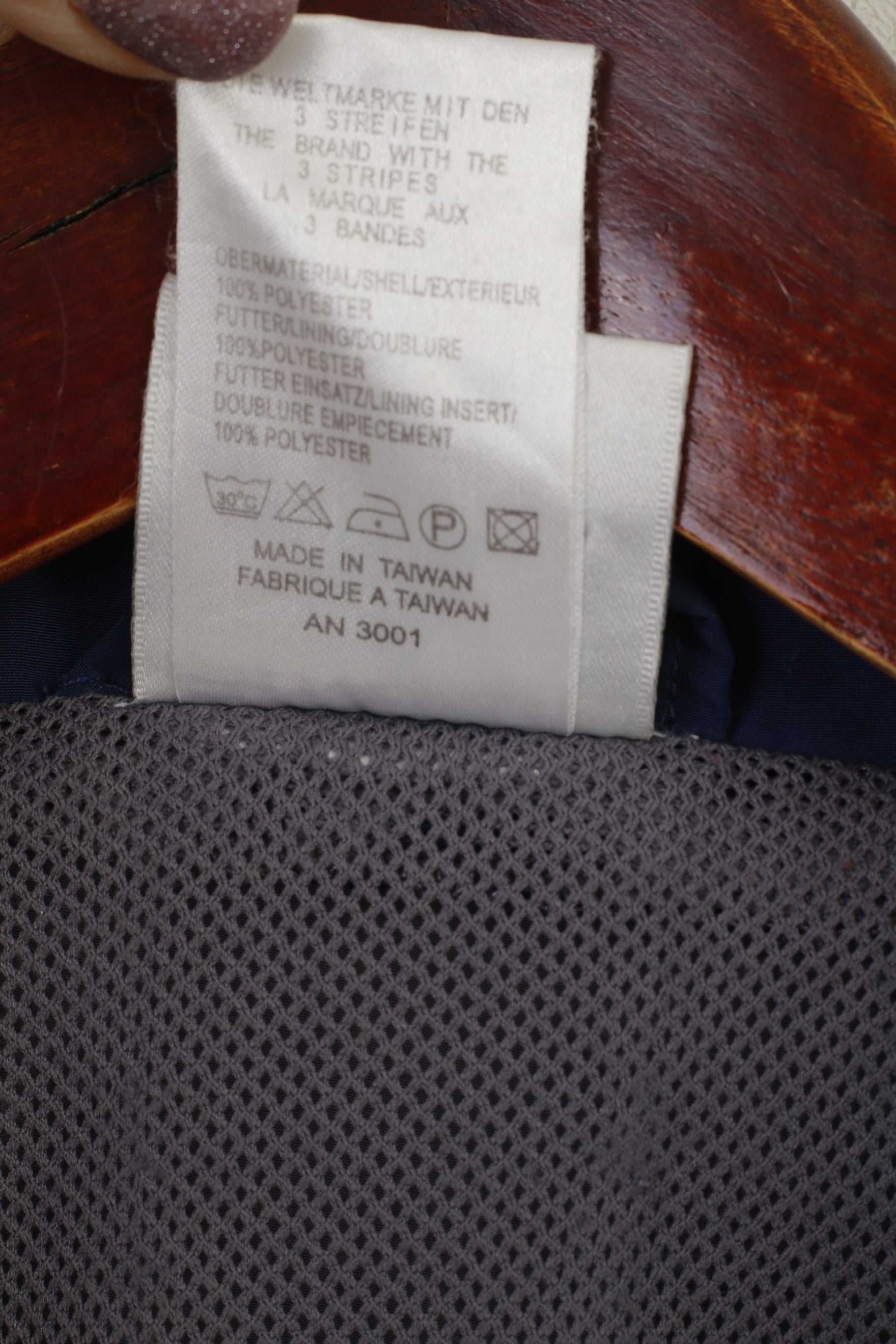 Adidas Men L Jacket Navy Grey vintage Full Zipper 90s Lightweight Sportswear Top